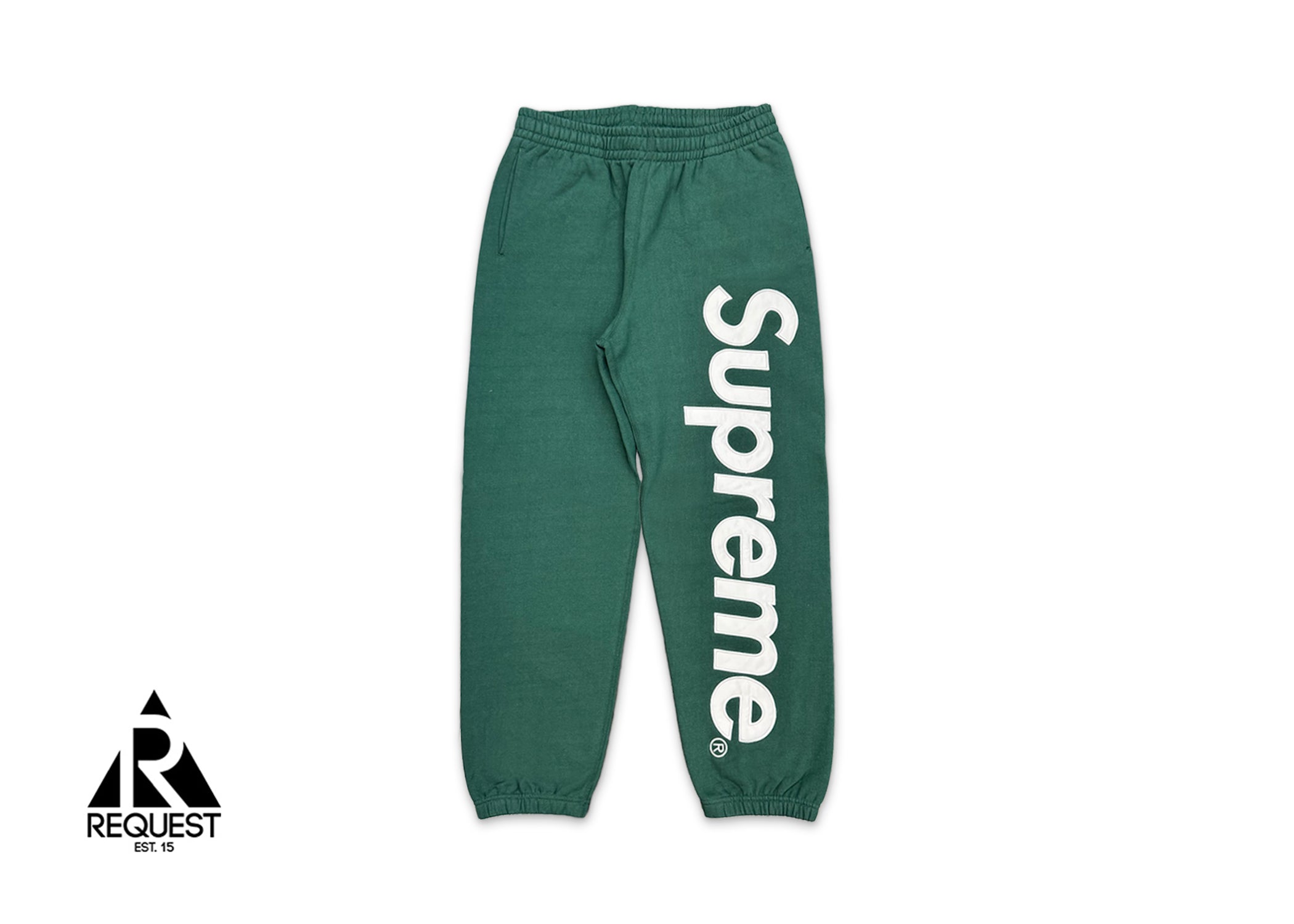 Supreme, Satin Logo Sweatpants FW24 "Dark Green"