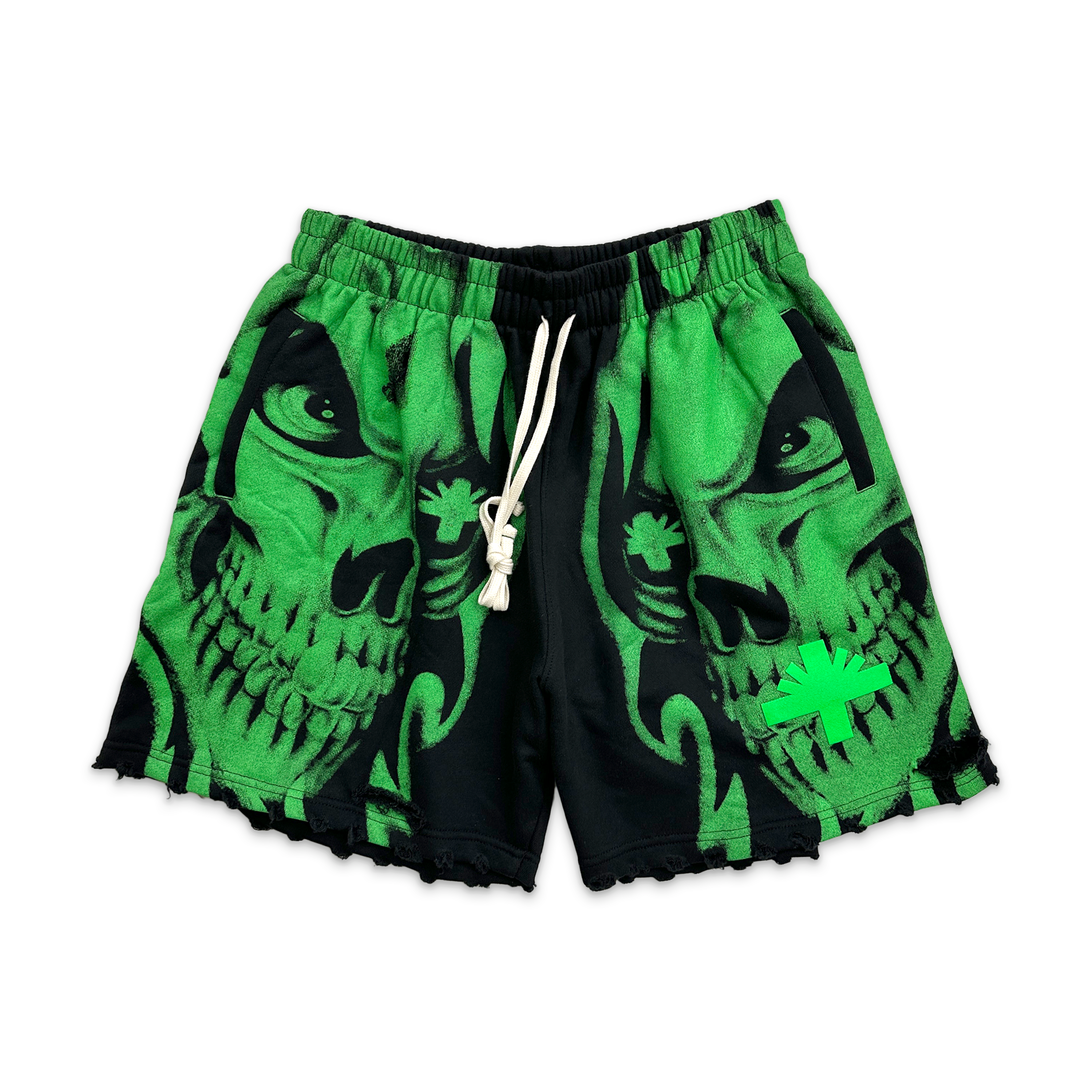 Vertabrae, Skull Face Shorts "Black/Green"