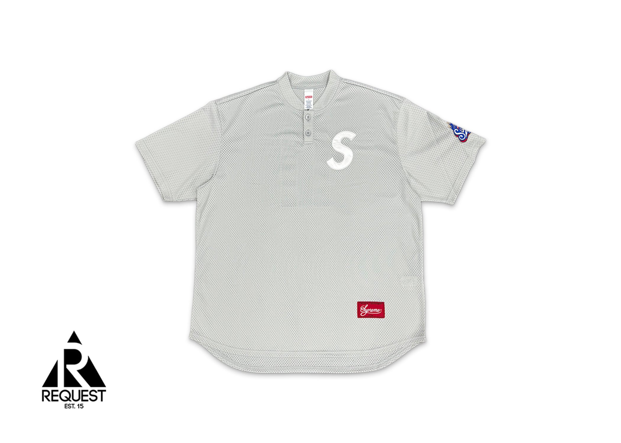 Supreme, Mesh Henley Baseball Jersey "Grey"