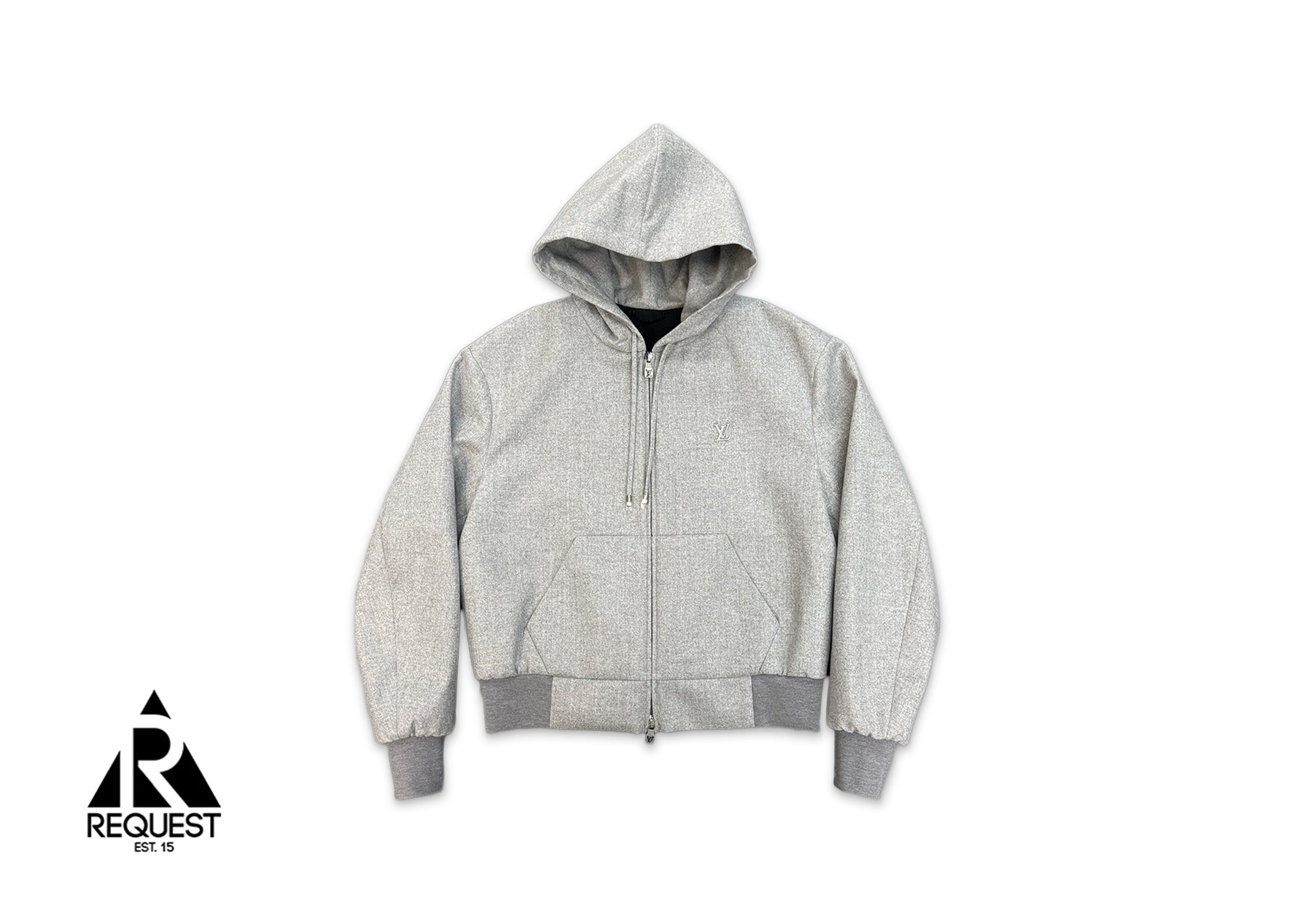 Louis Vuitton, Tailored Technical Wool Hooded Blouson "Light Heather Grey"