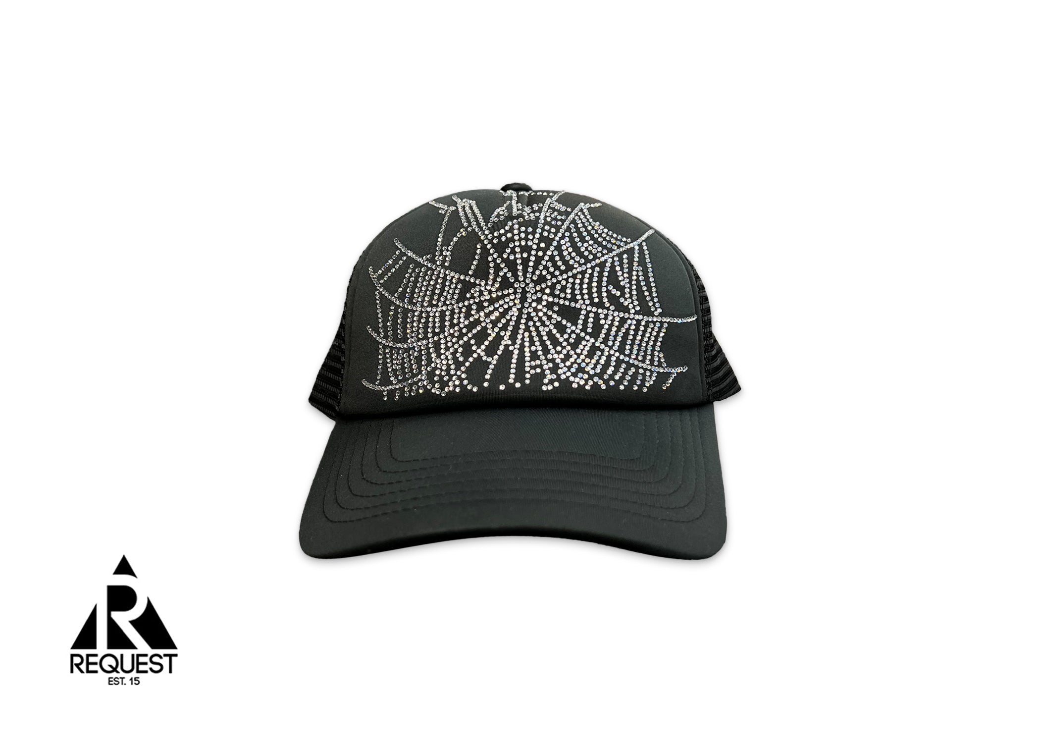 Sp5der Rhinestone Trucker Hat "Black"