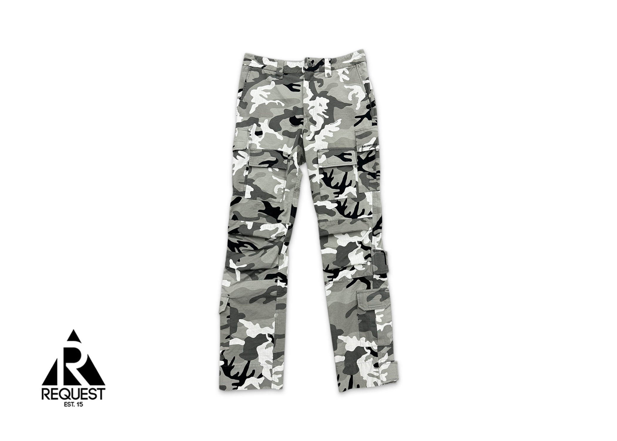 Balenciaga Snow Camo Cargo Pants "White/Grey/Black"