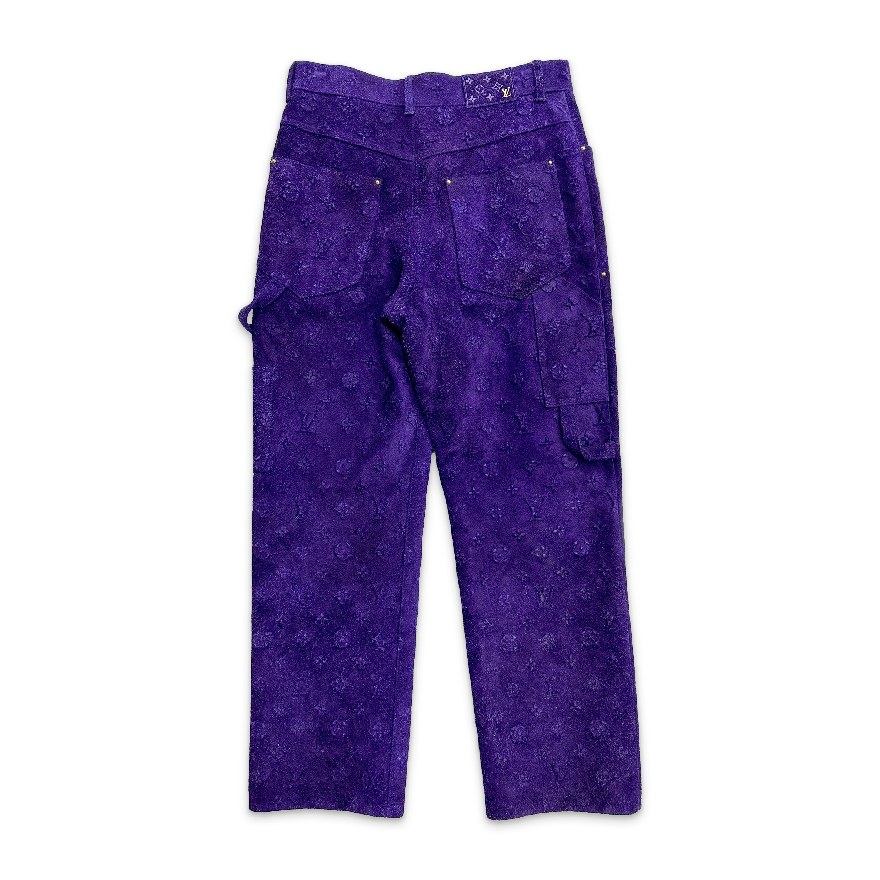 Louis Vuitton, Monogram Embossed Suede Carpenter Pants "Purple"