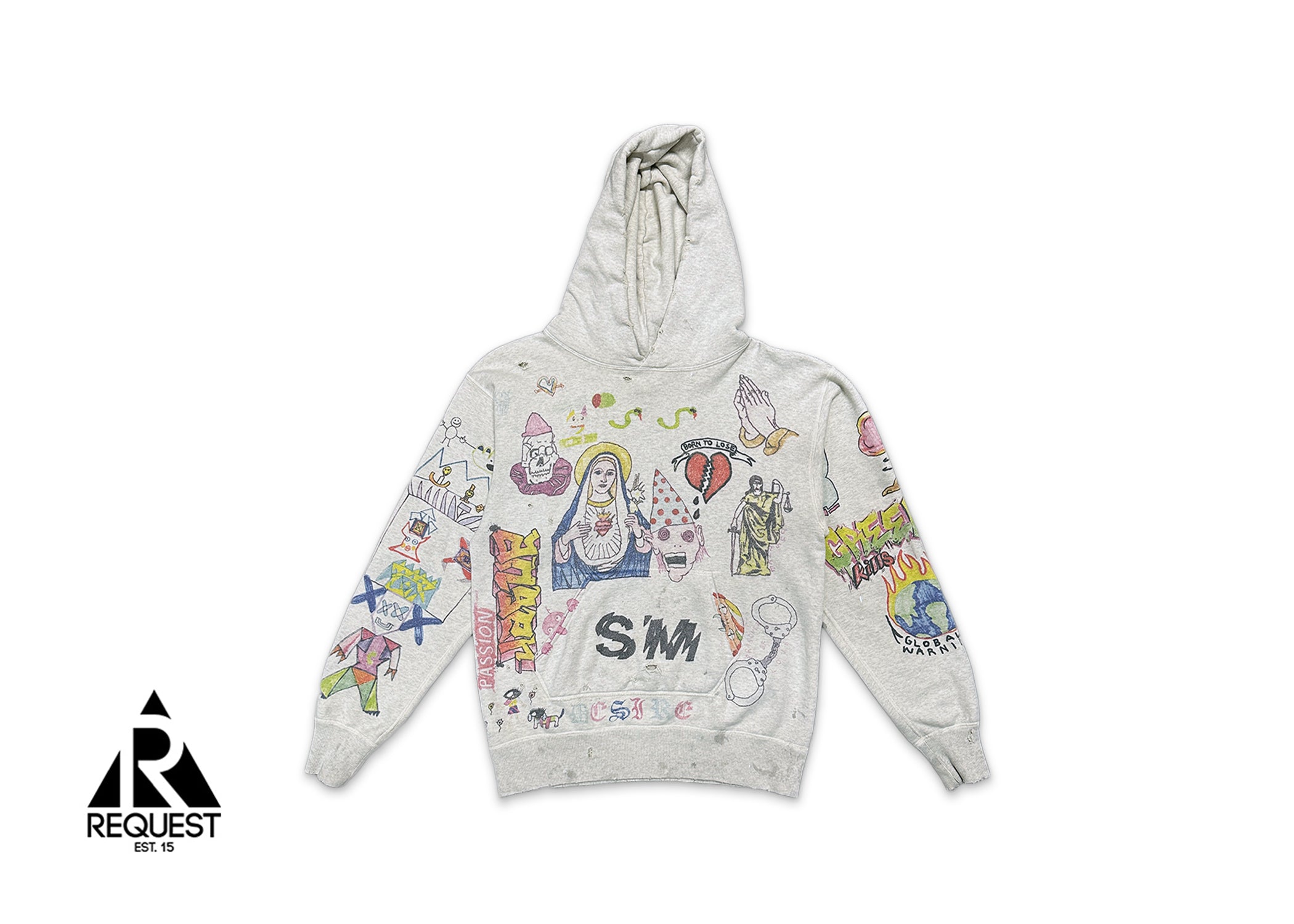 Saint Michael, Graffiti Hoodie “Vintage White”