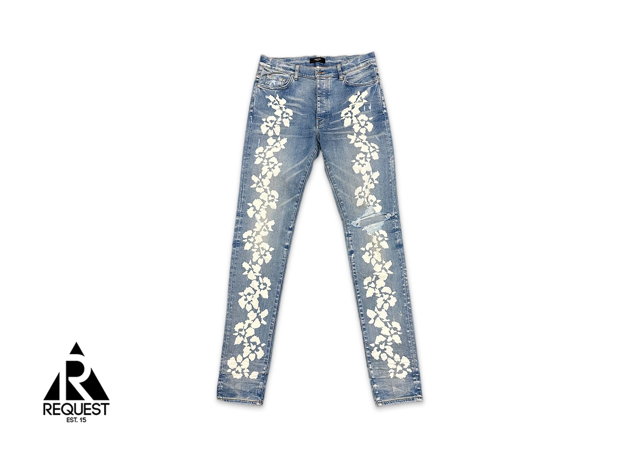 Amiri Hibiscus Jeans "Light Indigo”