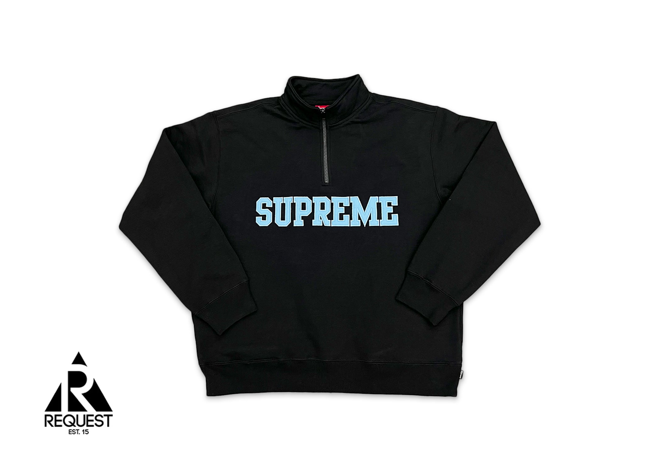 Supreme, Collegiate Half Zip Pullover "Black"