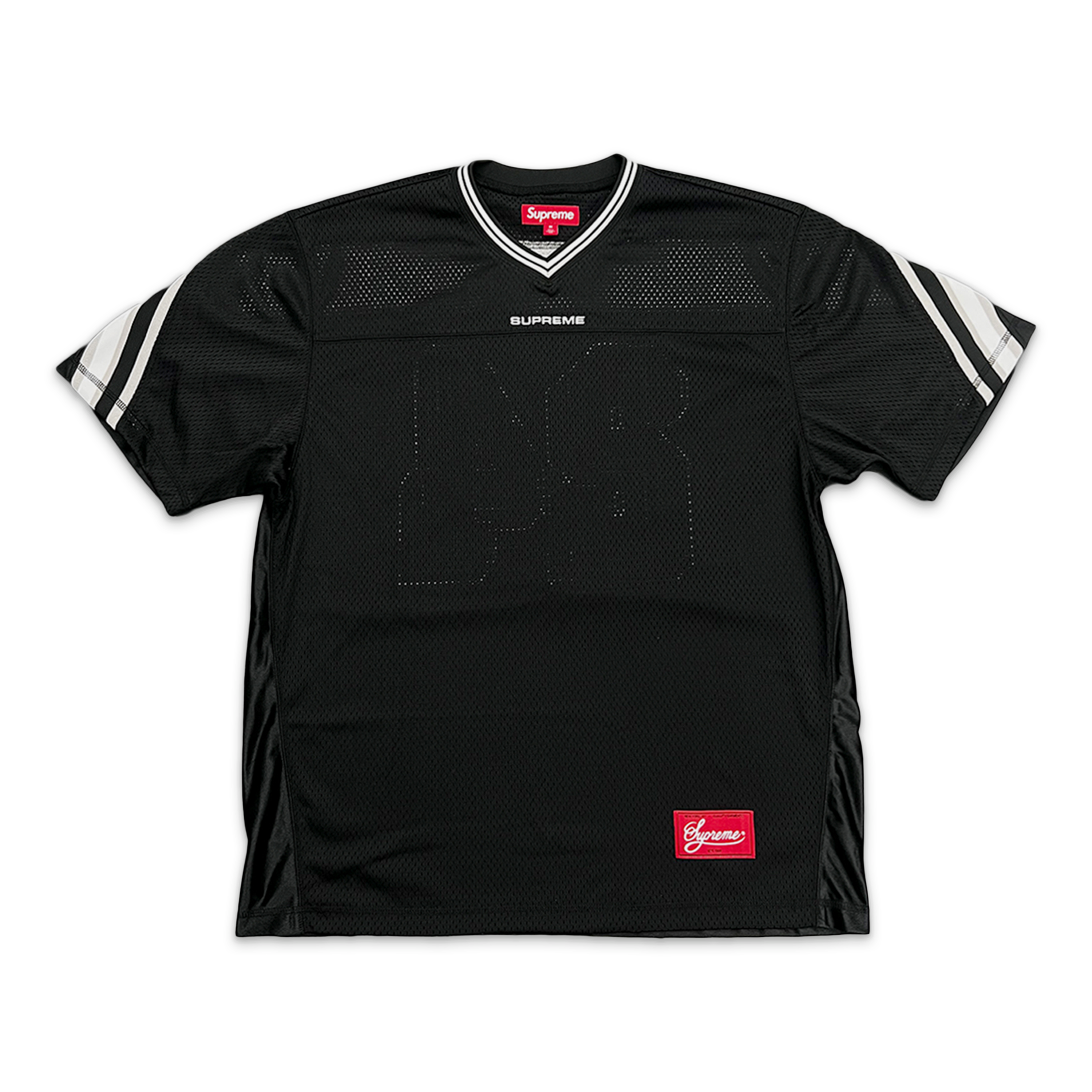 Supreme, Jacquard Rib Logo Football Jersey "Black"