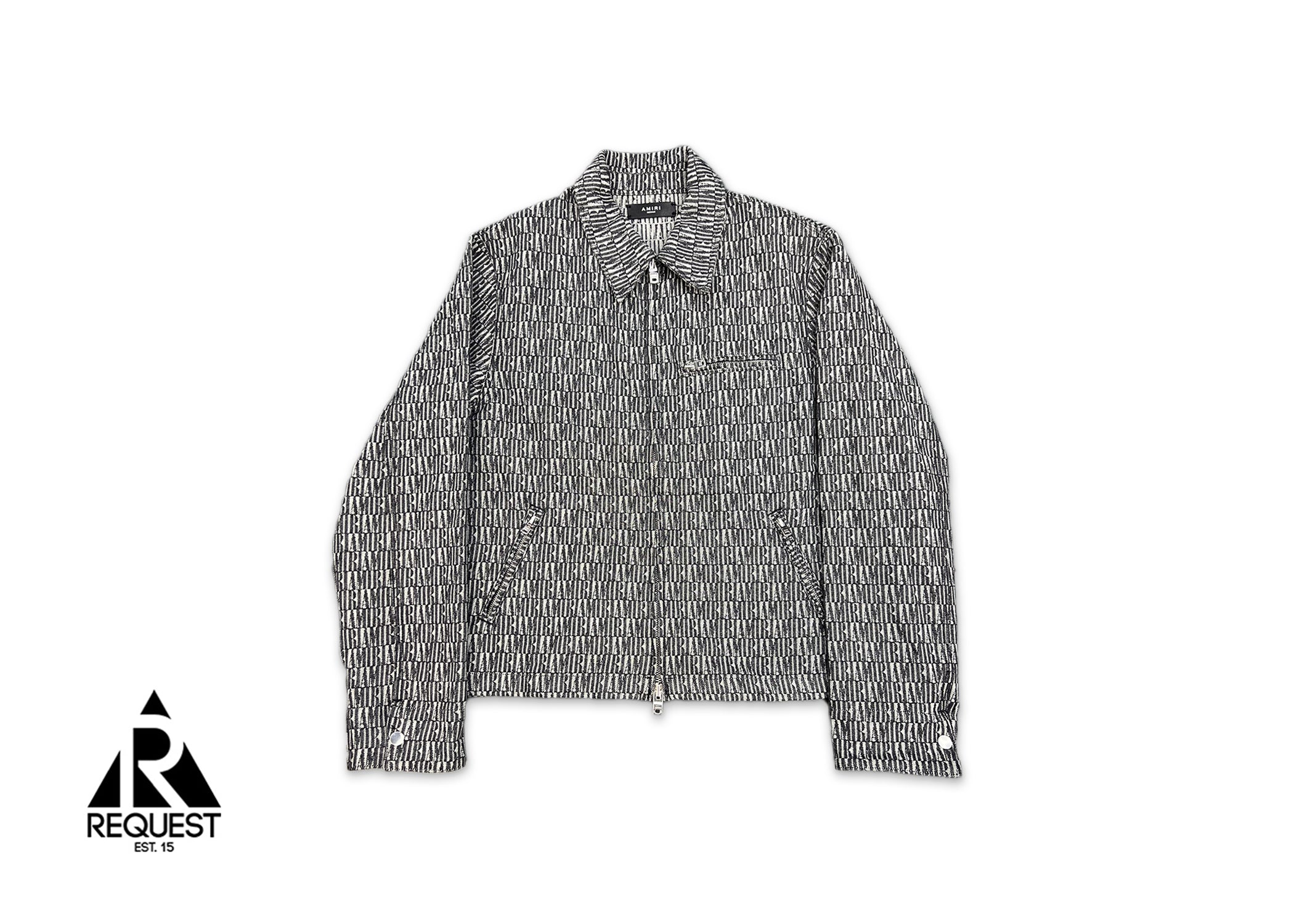 Amiri, Jacquard Small Letter Print Work Jacket "Dark Grey"