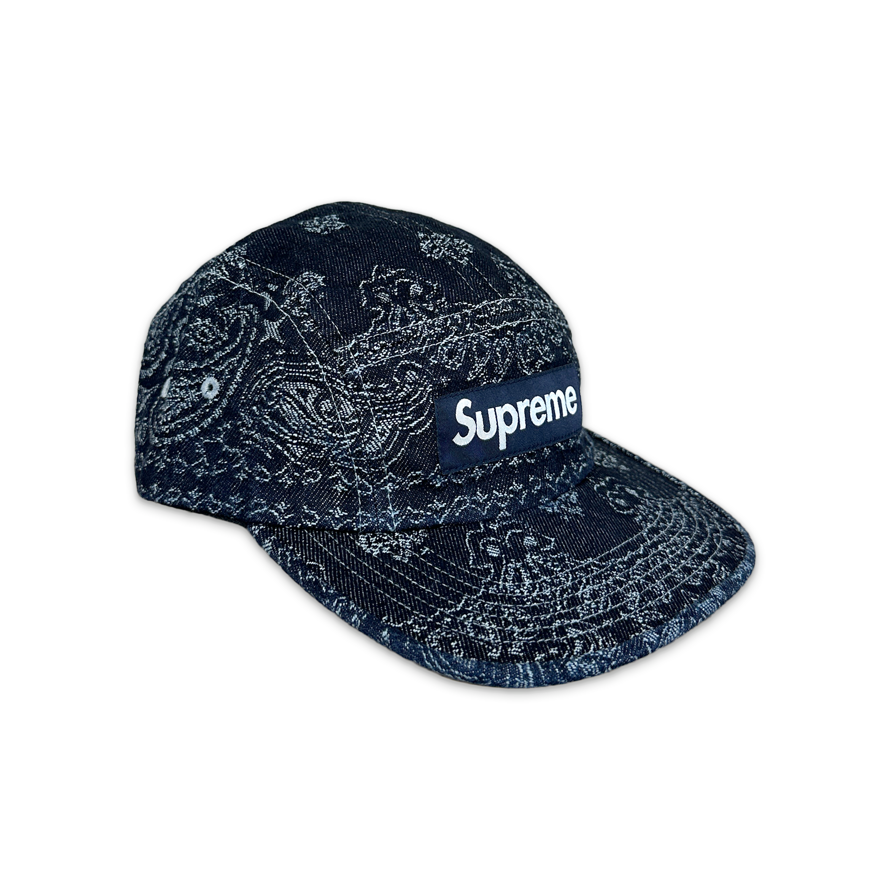 Supreme, Bandana Jacquard Denim Camp Cap "Indigo"