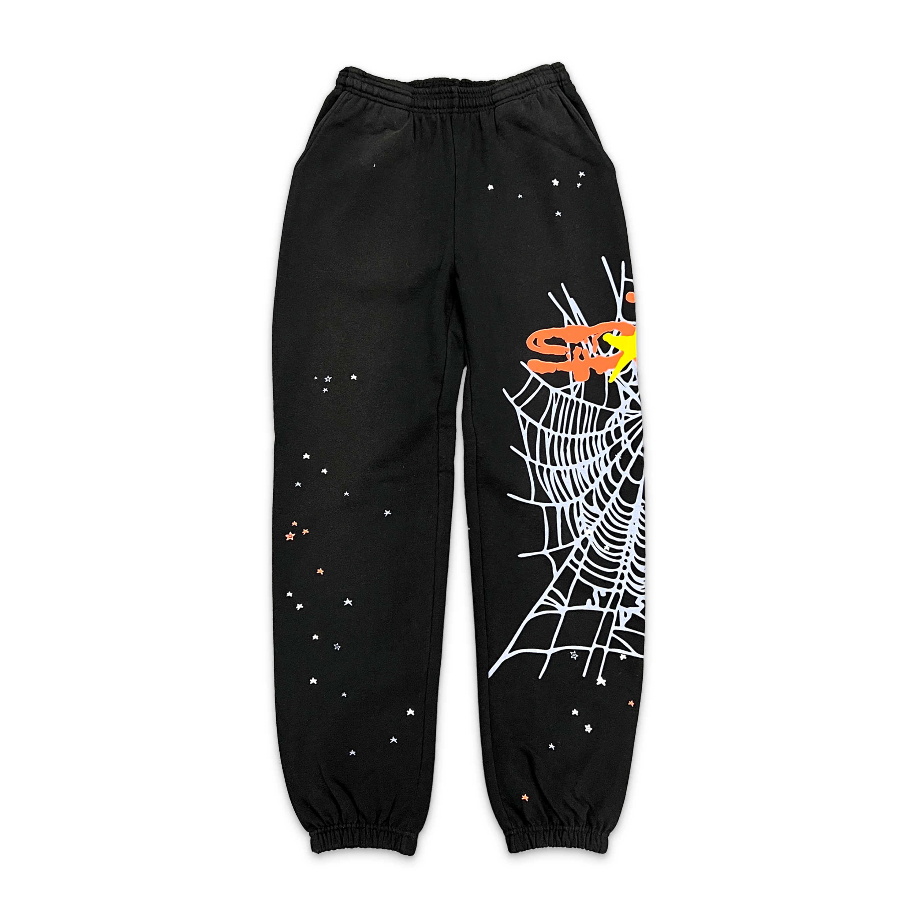 Sp5der, Heavy Wash Web Sweatpants "Black"