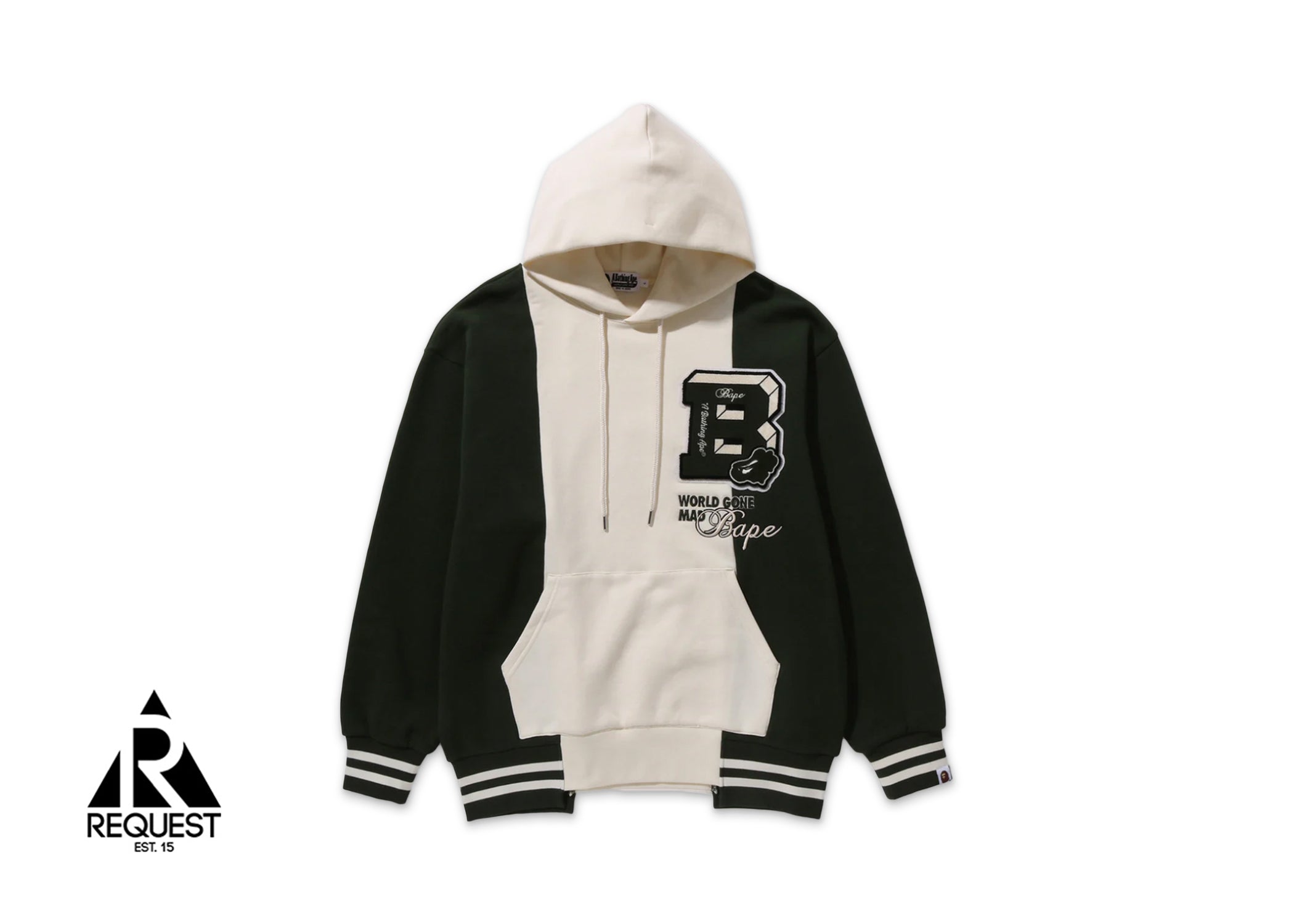 A Bathing Ape BAPE Badges Color Blocking Hoodie "Ivory"