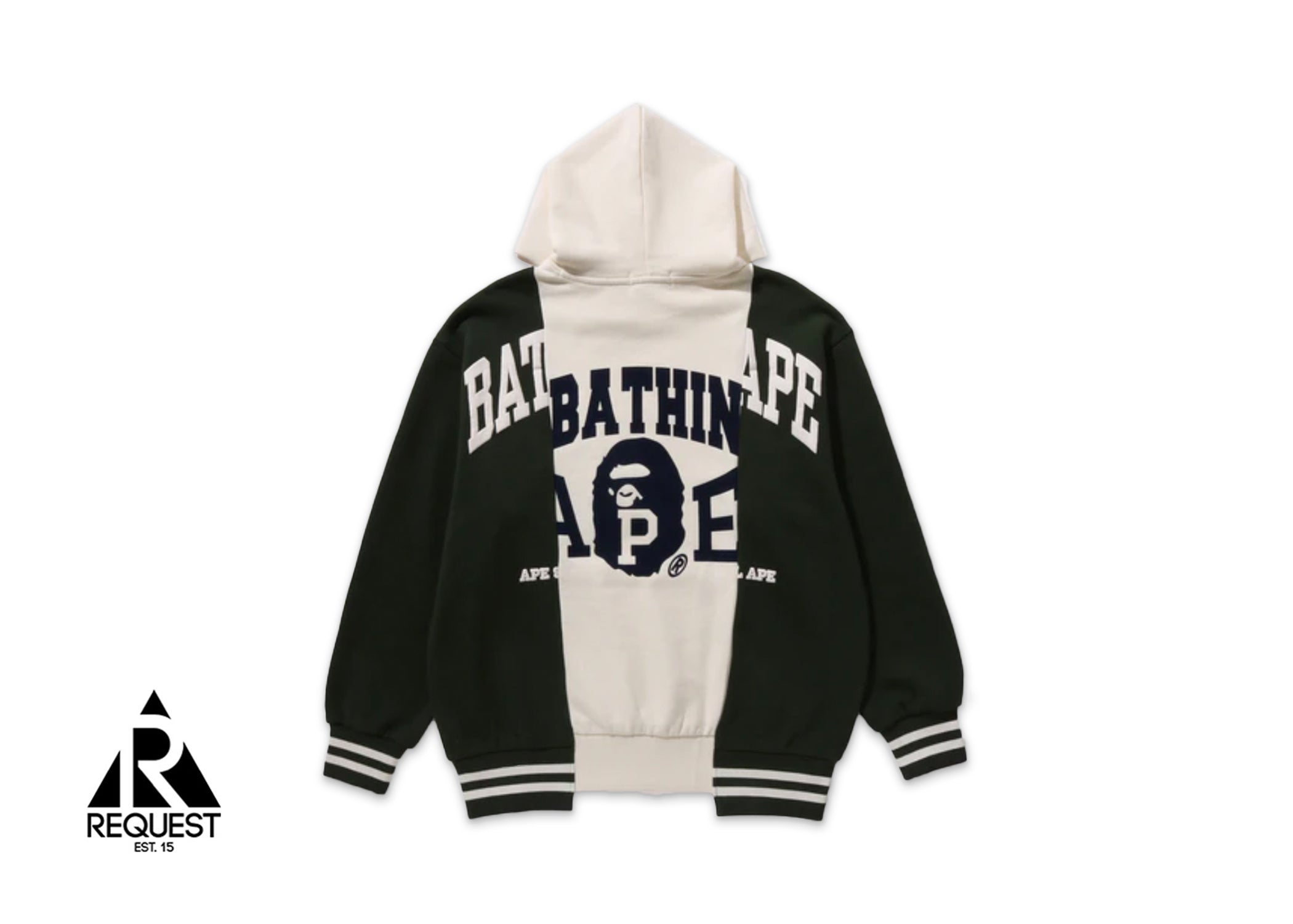 A Bathing Ape BAPE Badges Color Blocking Hoodie "Ivory"