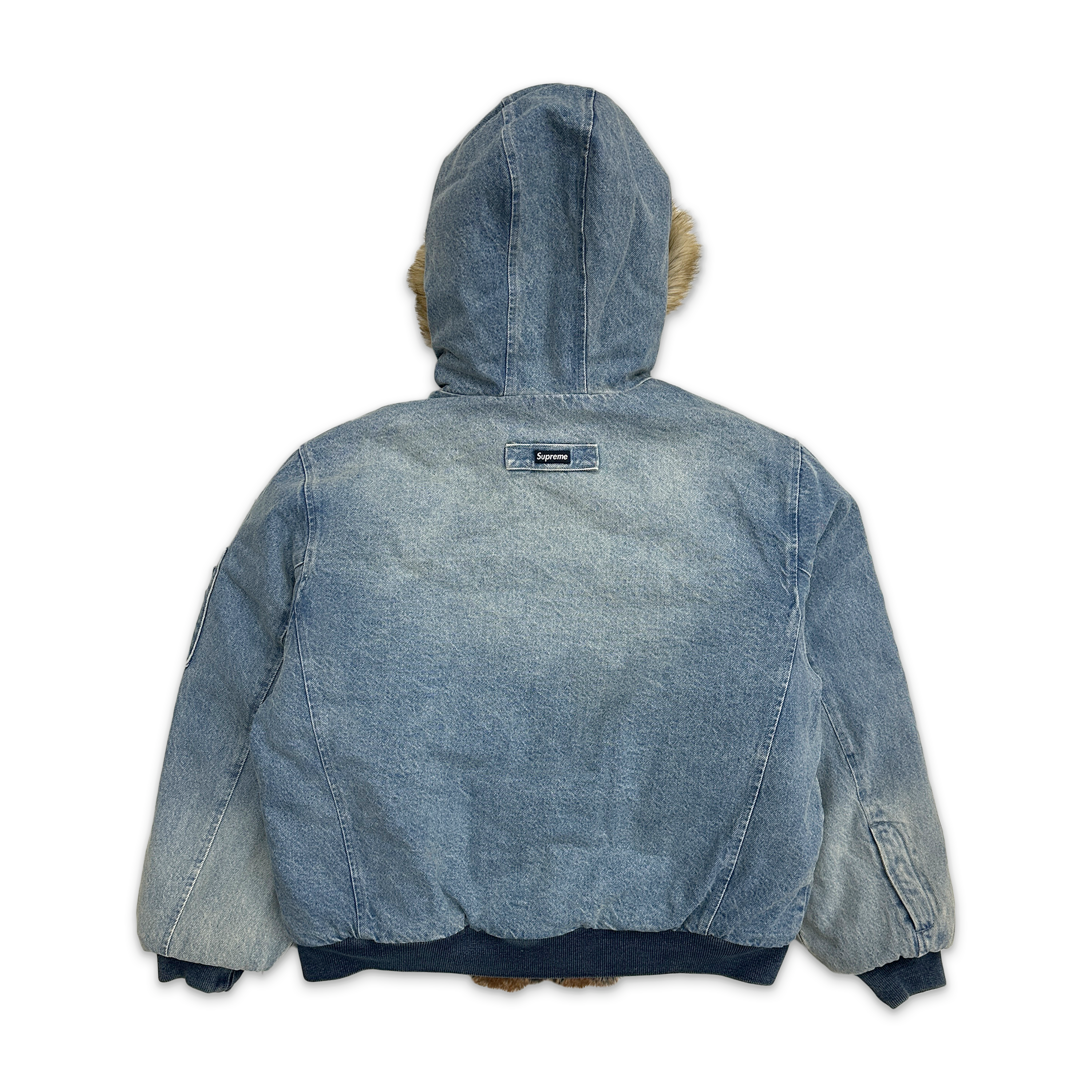 Supreme, Reversible Faux Fur Hooded Work Jacket SS26 "Denim"