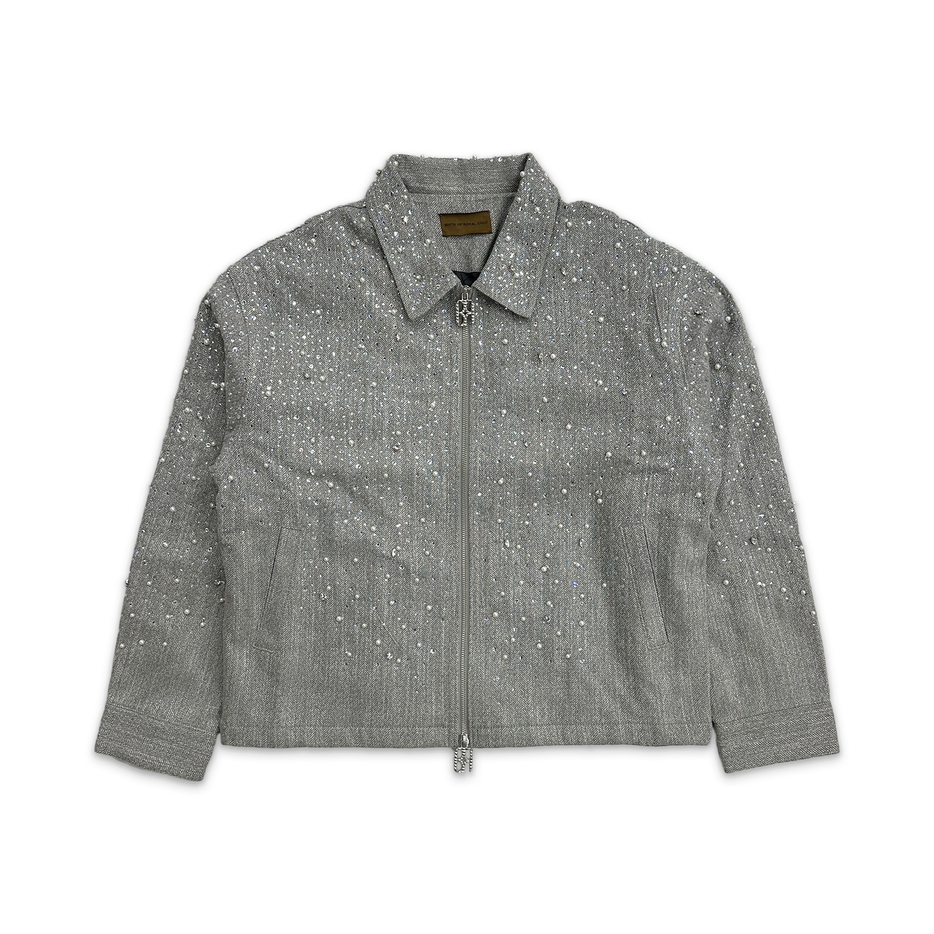 Birth of Royal Child, Rhinestone Zipper Jacket "Grey"
