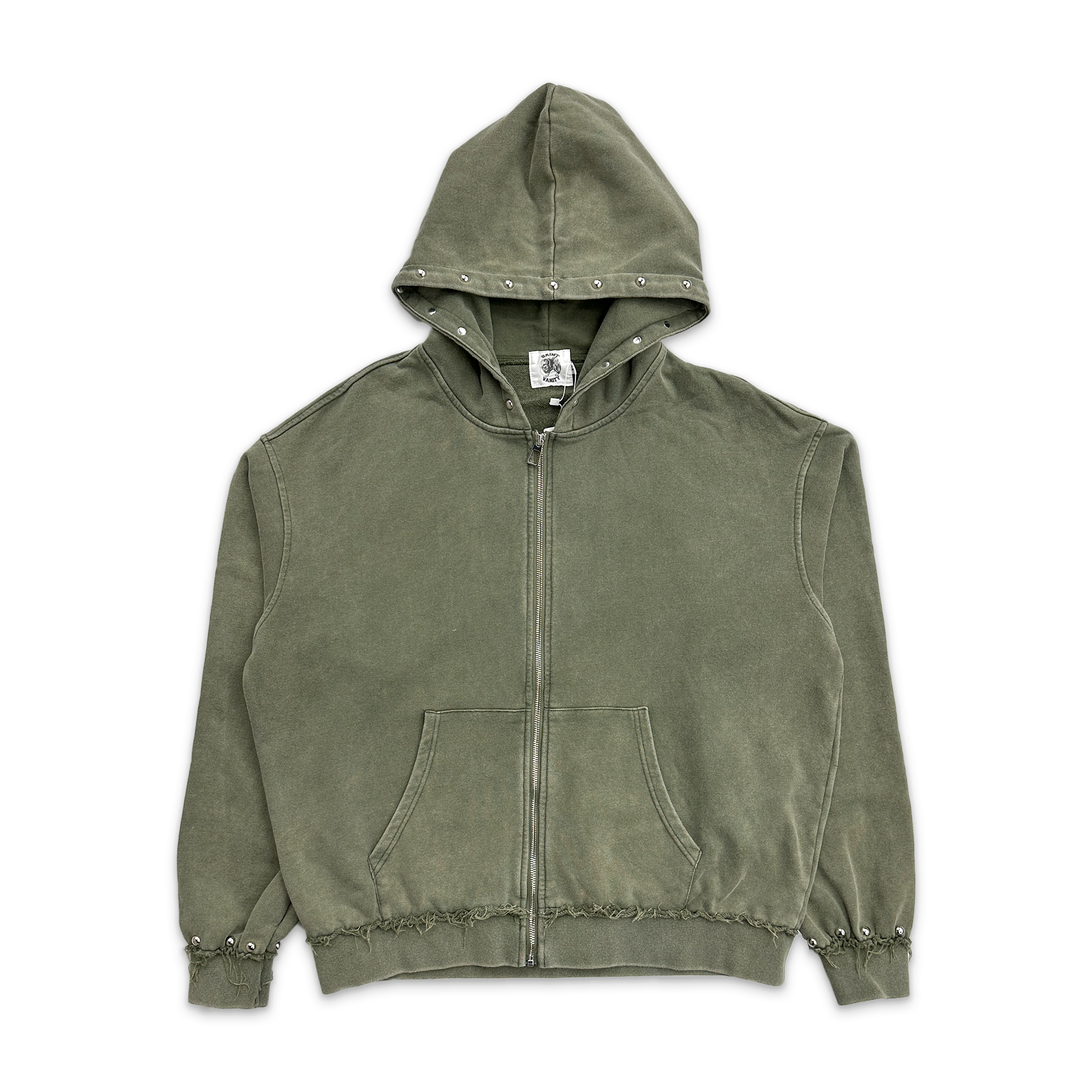 Saint Vanity, French Terry Studded Jacket "Olive"