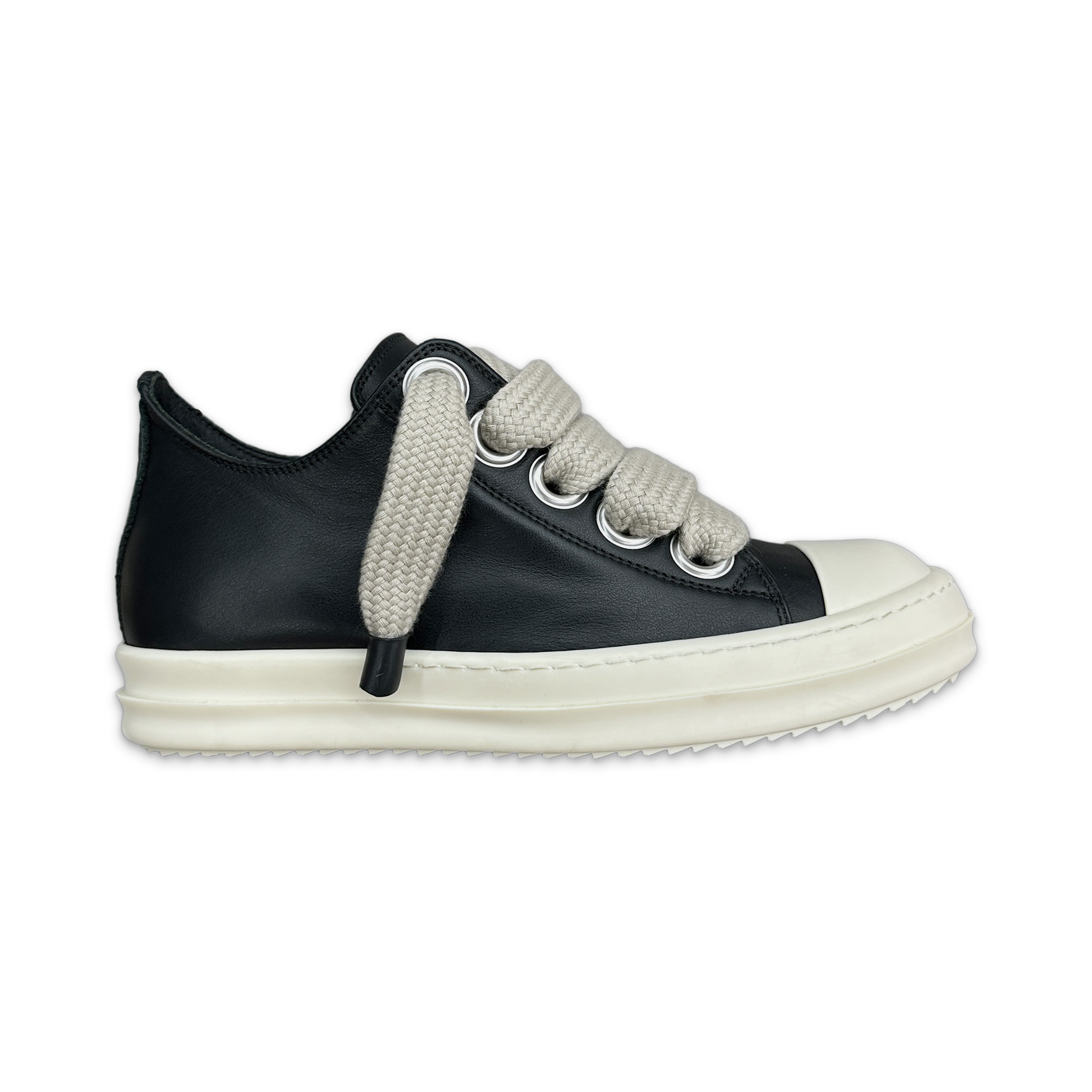 Rick Owens, Porterville Ramone Leather Jumbo Lace Low “Black Pearl Milk"