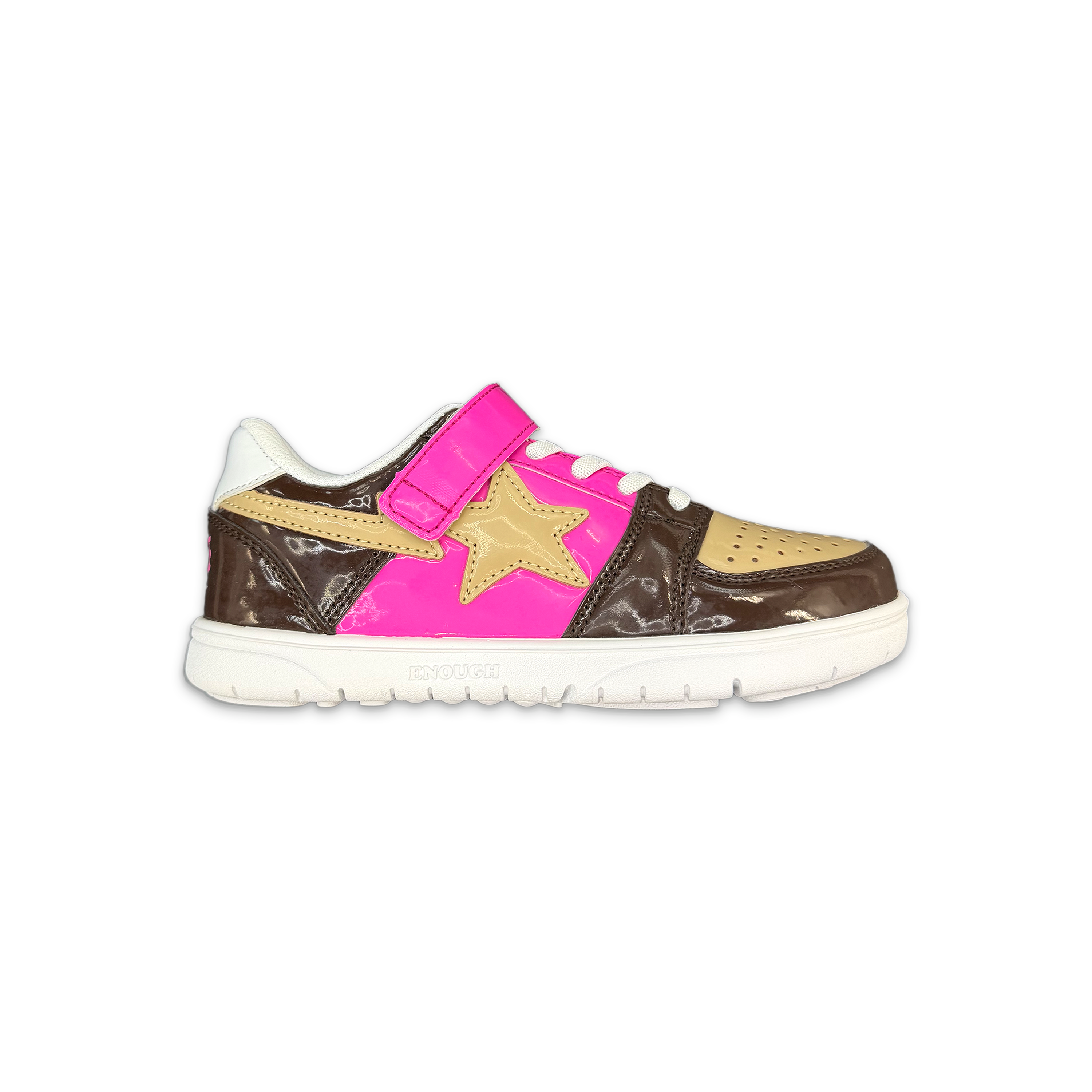 A Bathing Ape (BAPE), Kids Bapesta Patent Leather Low "Brown Tan Pink"