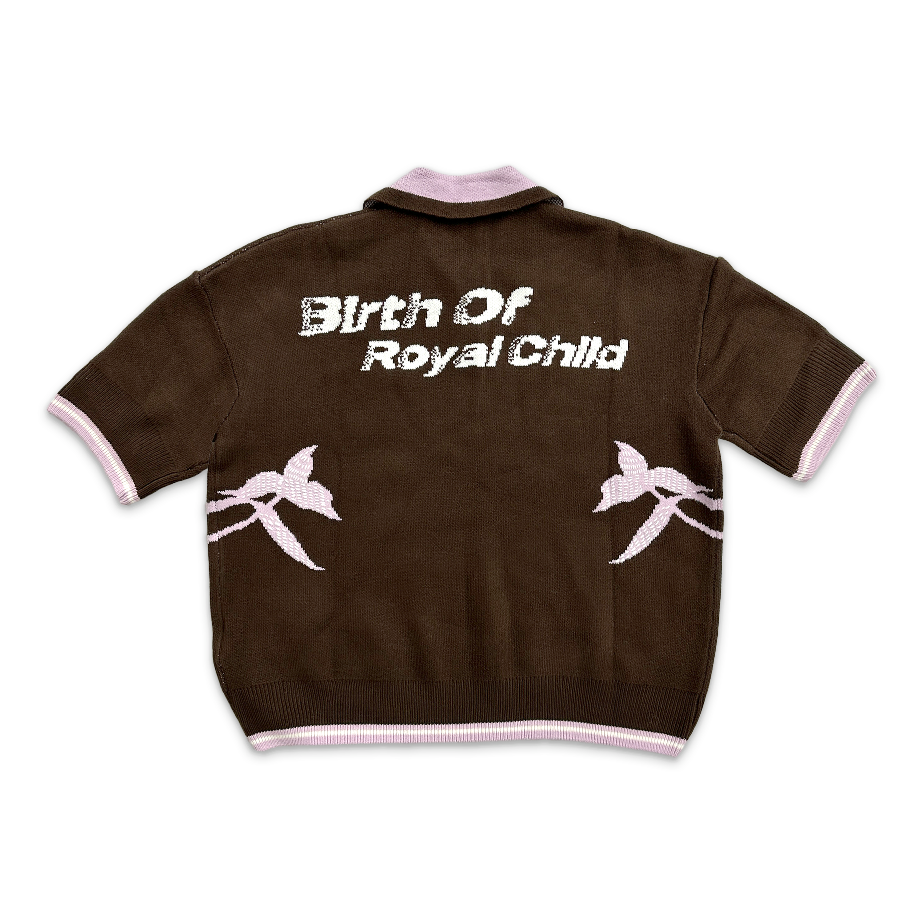 Birth of Royal Child, Iris Knit Polo Shirt "Brown/Pink"