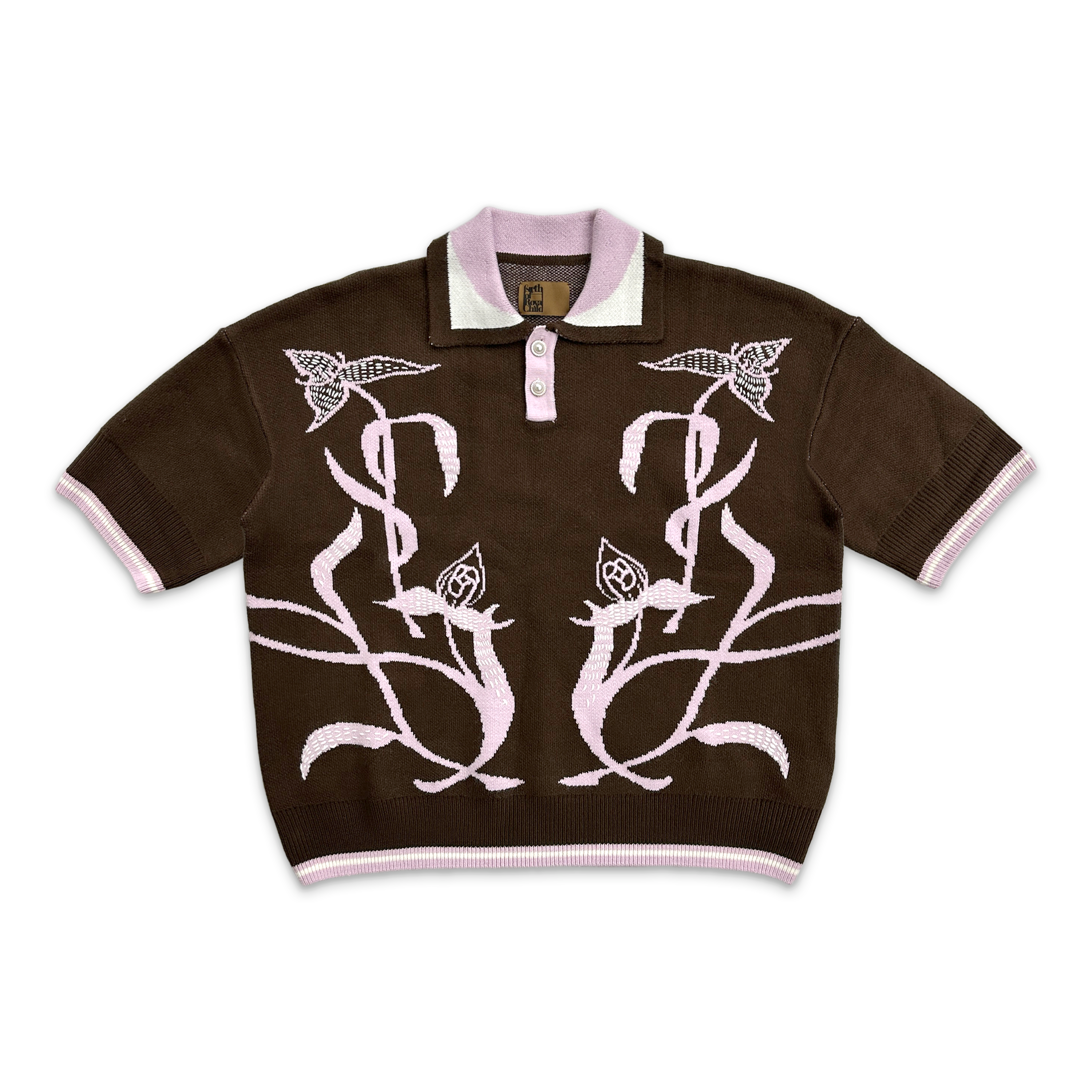 Birth of Royal Child, Iris Knit Polo Shirt "Brown/Pink"