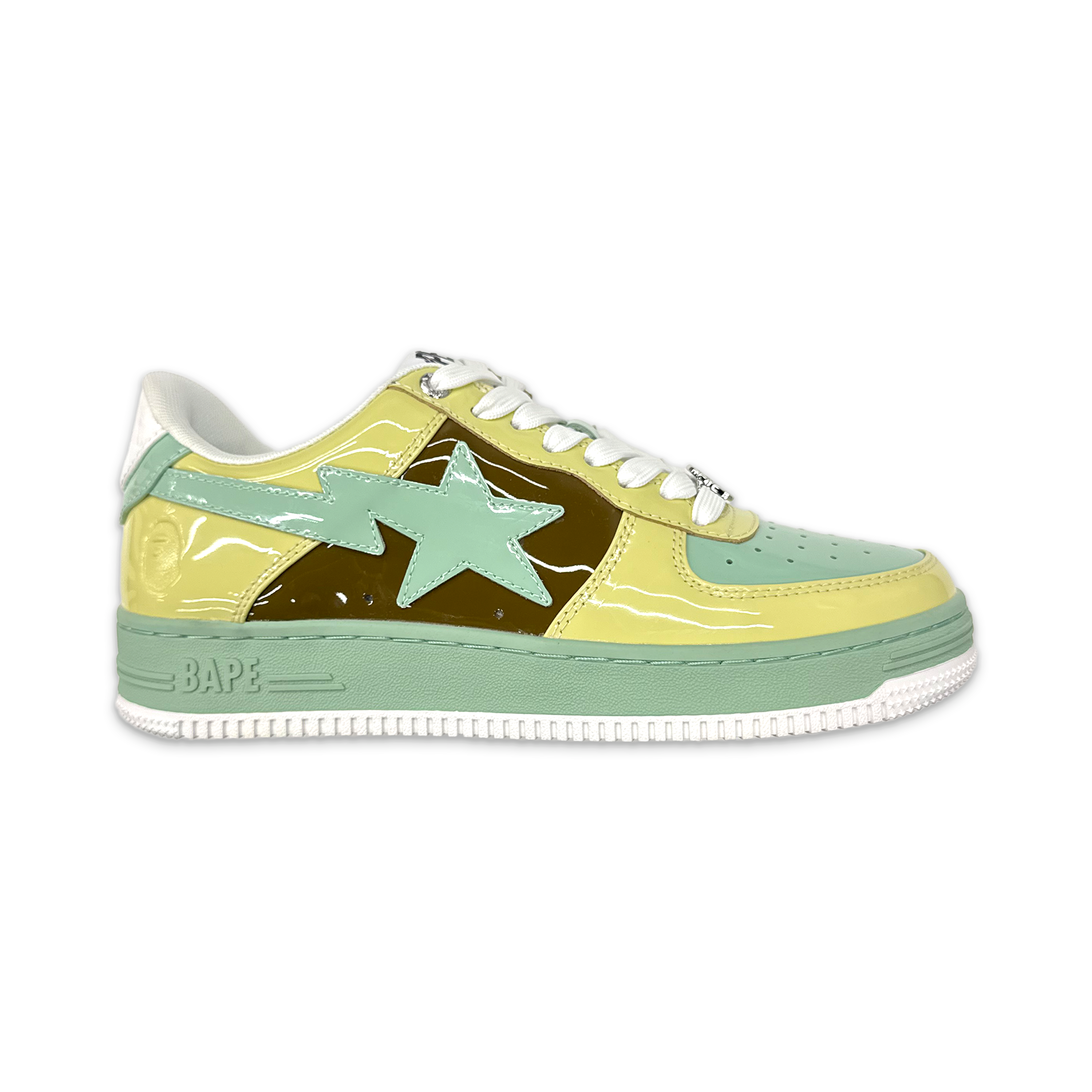 A Bathing Ape (BAPE), Bapesta Low Patent Leather “Beige Brown"