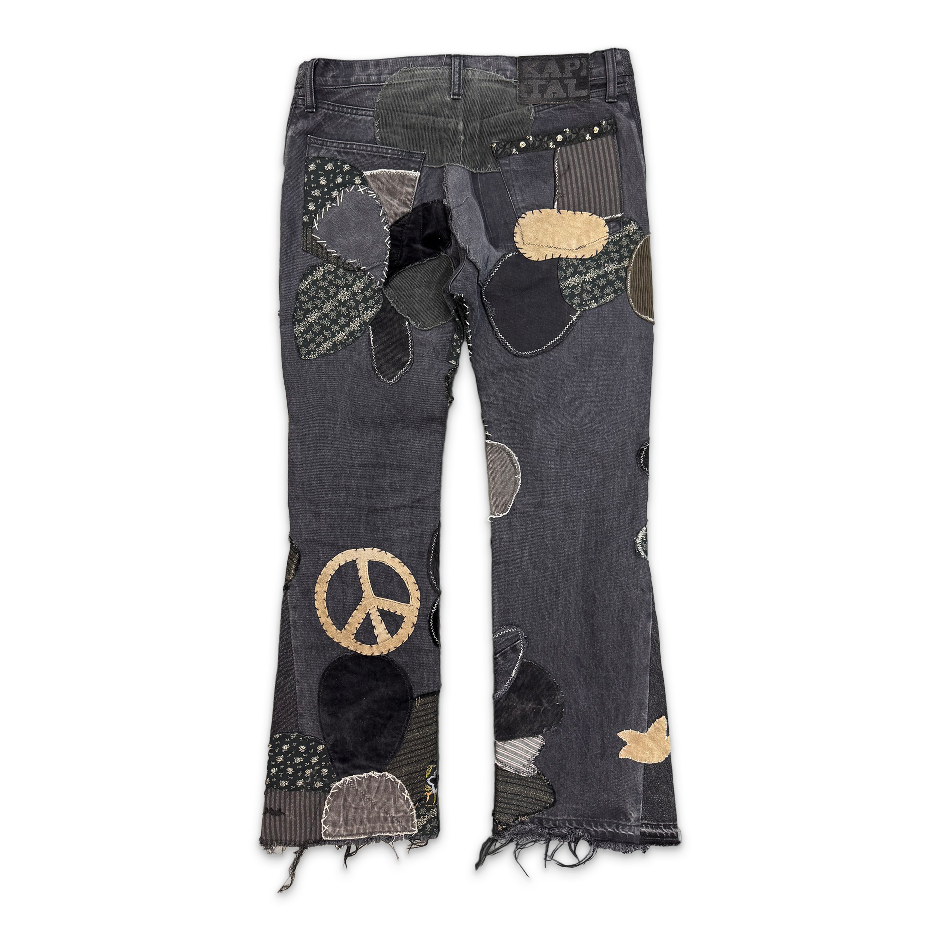 Kapital, 14oz Dixie Remake Patchwork Denim 5P Monkey Cisco “Black"