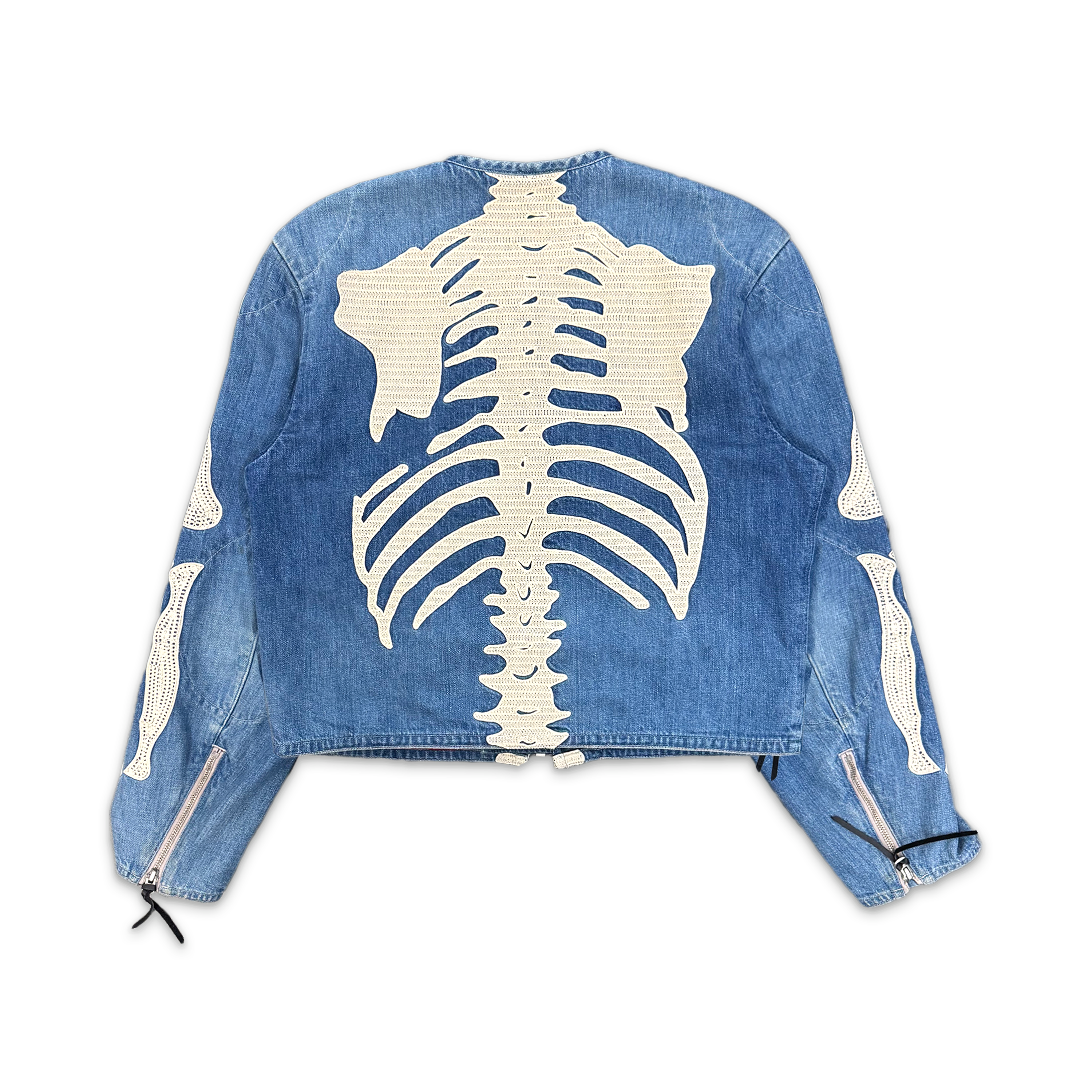 Kapital, Skeleton Denim Motocross Born Riders Jacket "Bone/Light Wash"