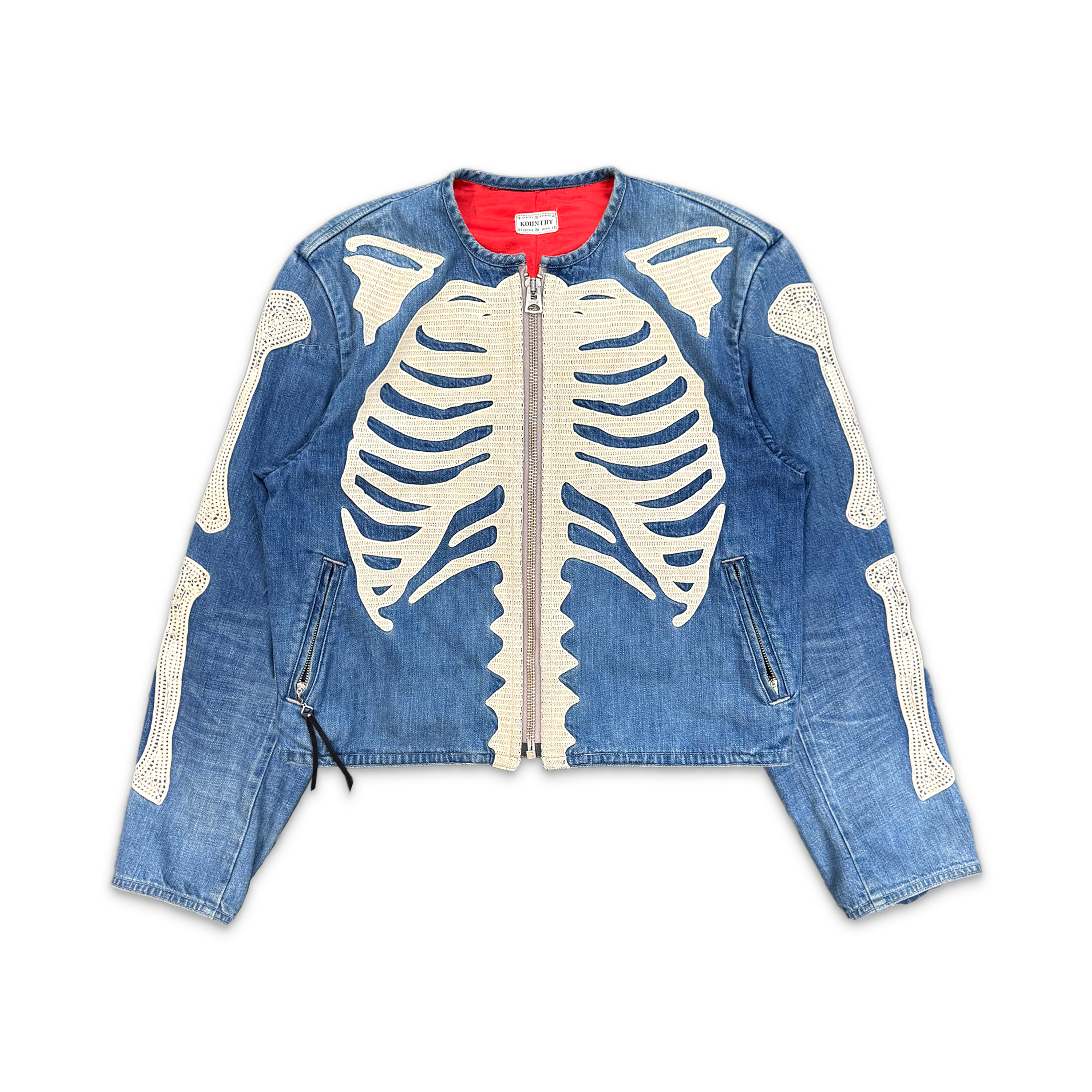 Kapital, Skeleton Denim Motocross Born Riders Jacket "Bone/Light Wash"