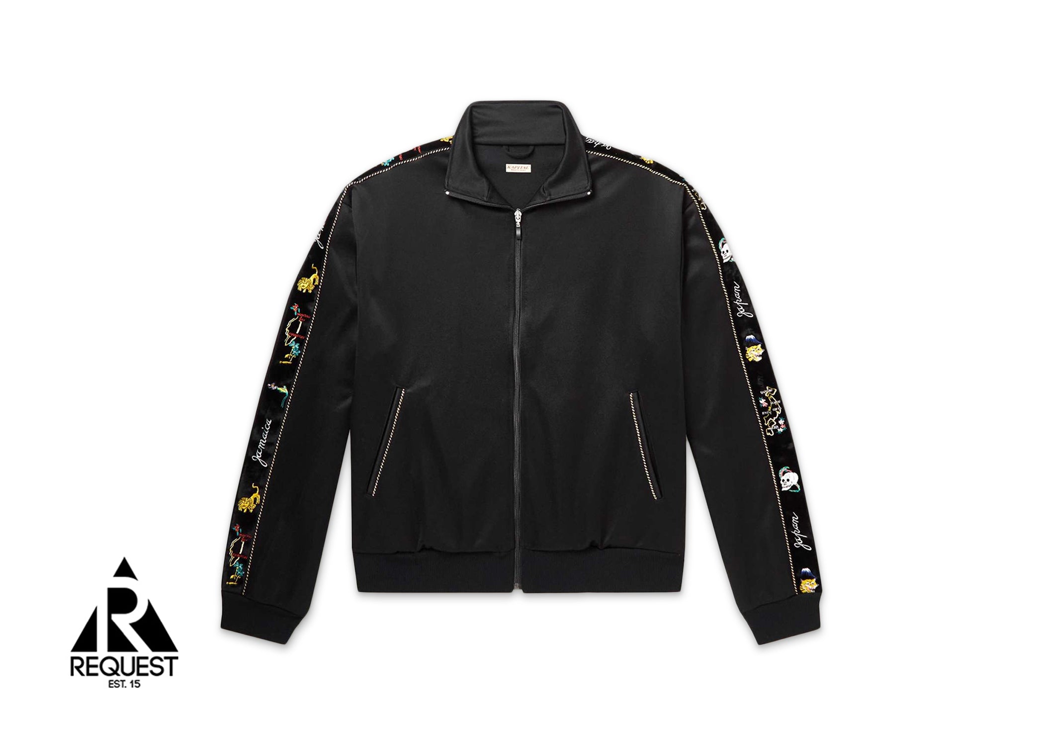 Kapital Embroidered Velvet Trimmed Track Jacket "Black"