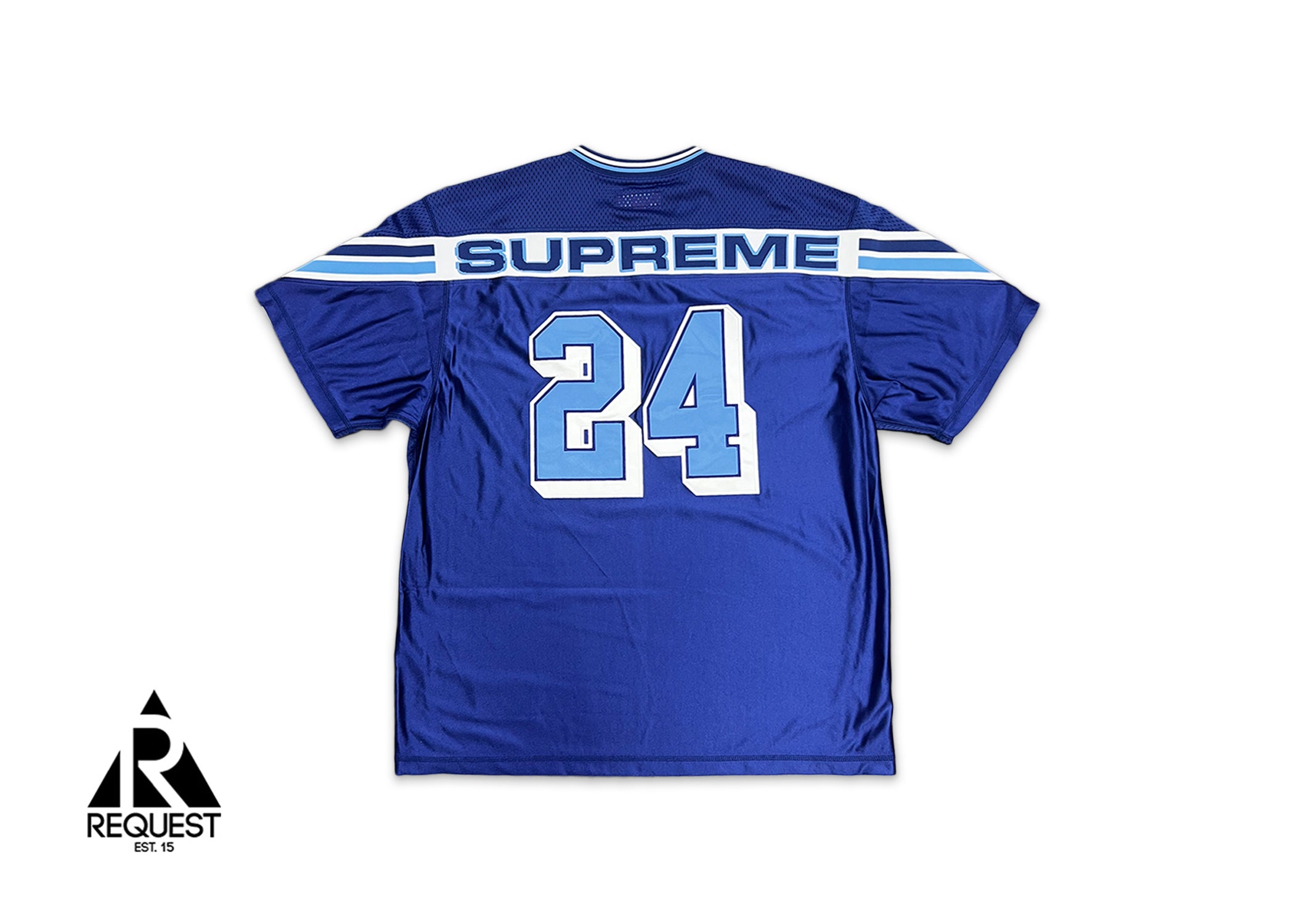 Supreme, Jacquard Rib Logo Football Jersey "Blue"