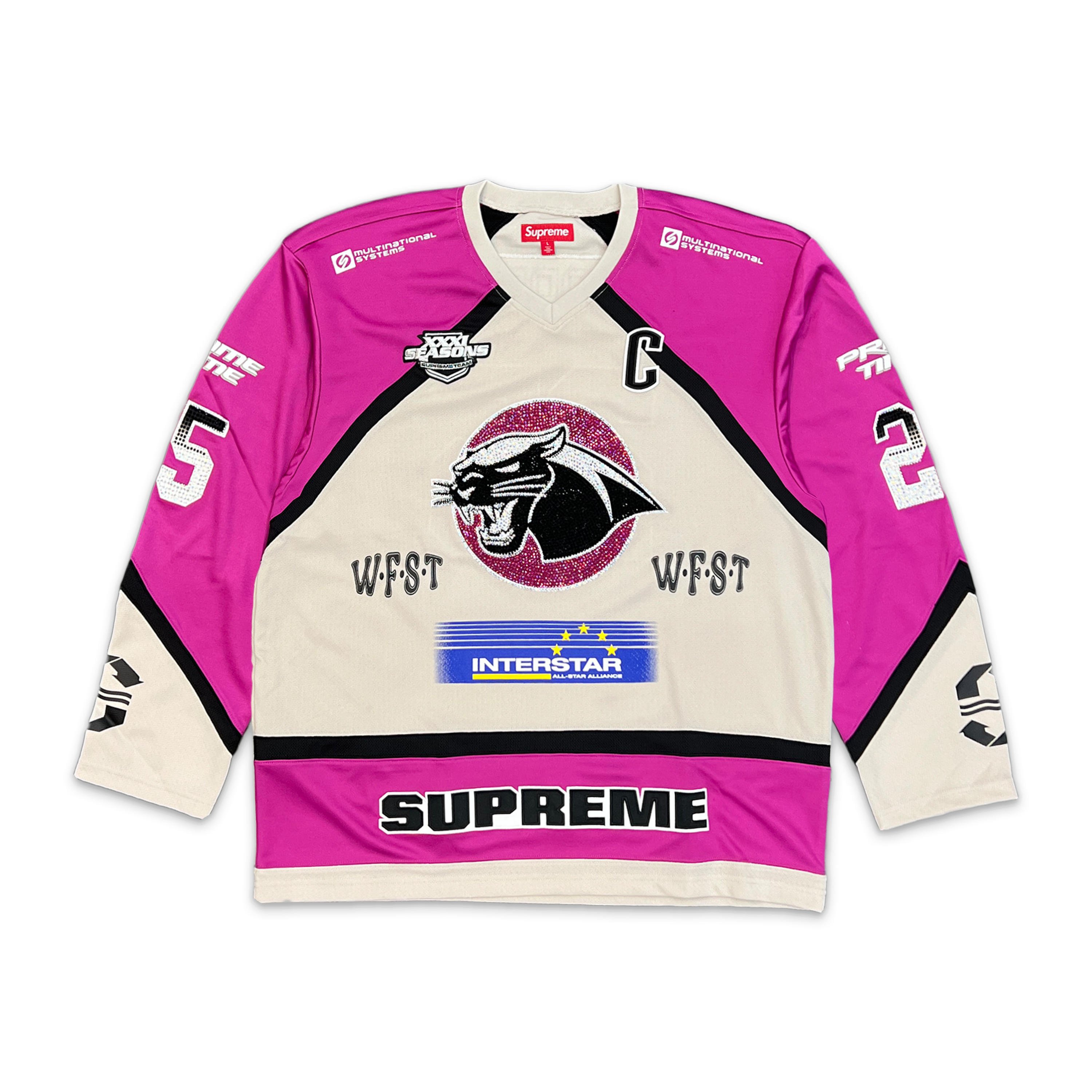 Supreme, Rhinestone Hockey Jersey "Light Grey"