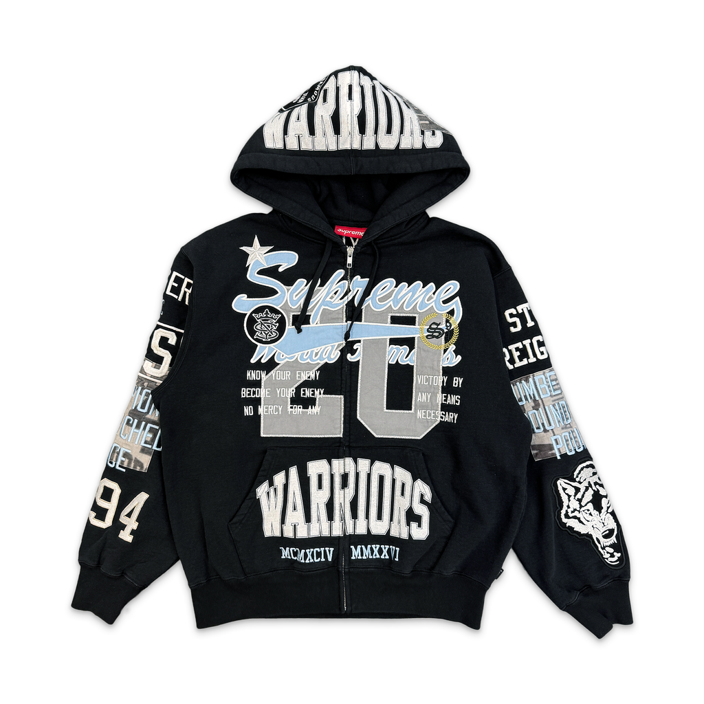 Warriors Appliqué Zip Up Hooded Sweatshirt 