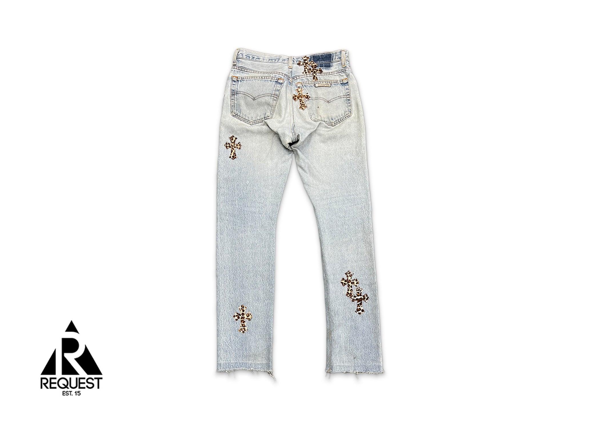 Chrome Hearts, Levi's Light Wash Denim "Leopard Crosses"