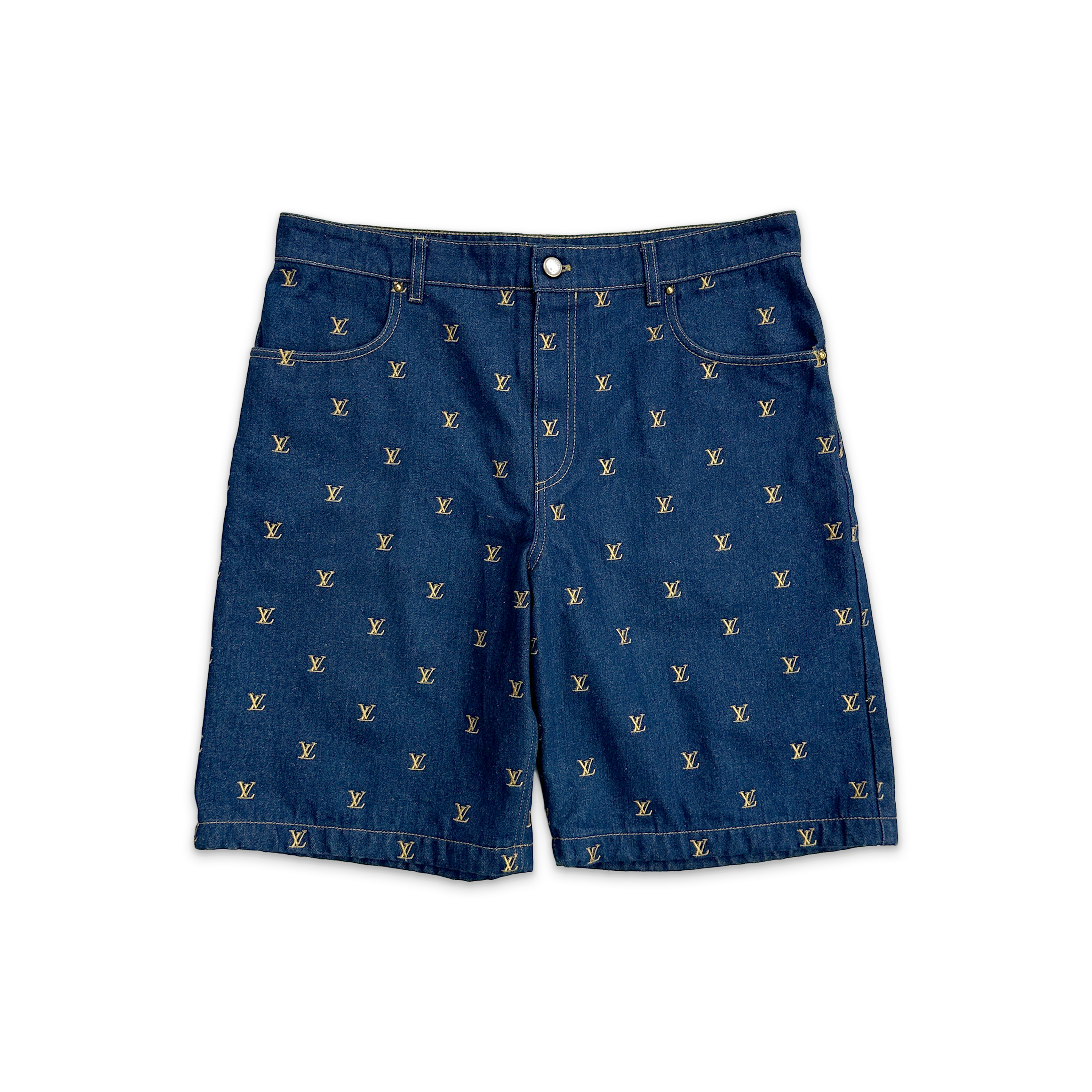 Logo Embroidered Denim Shorts "Indigo"