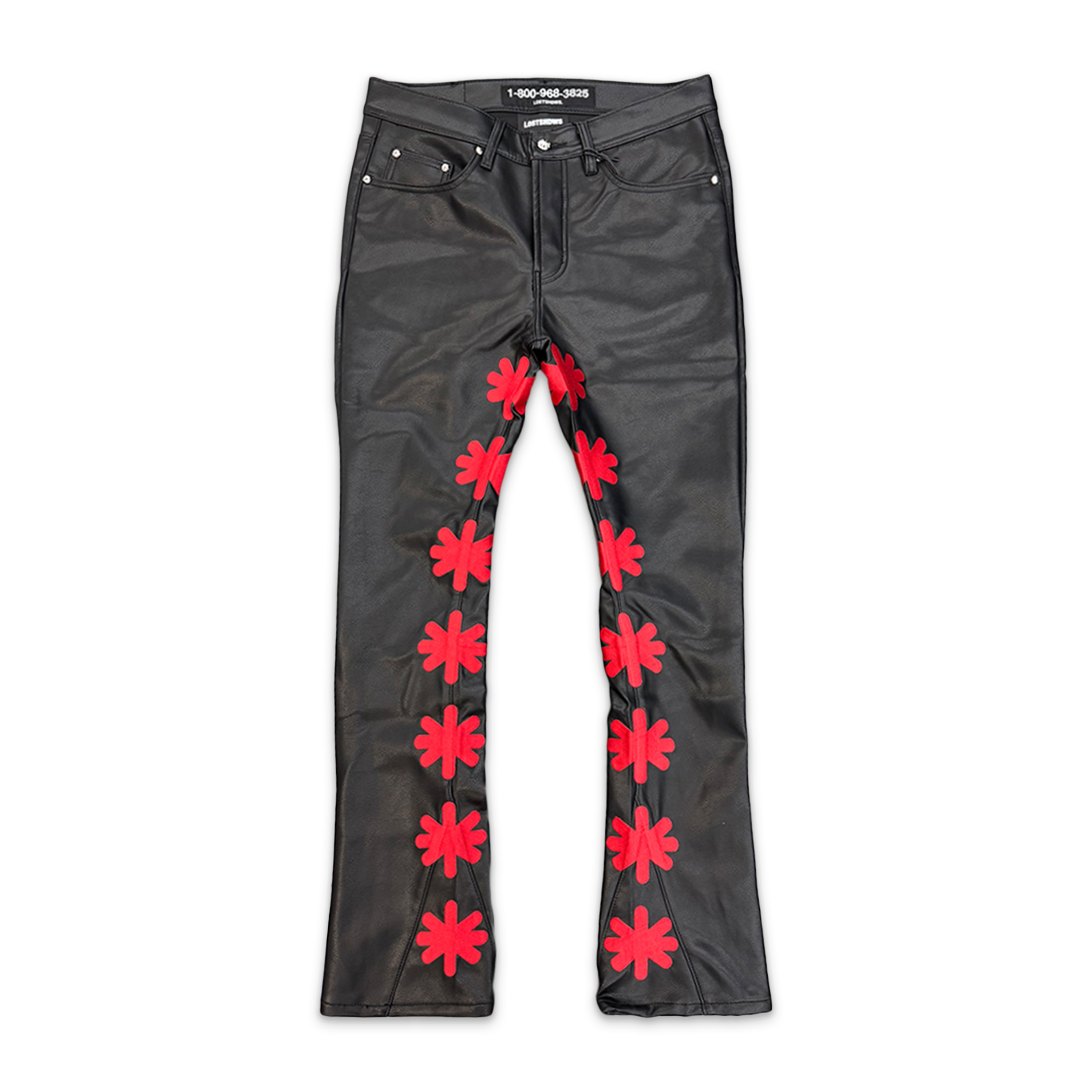 Sun Logo Leather Pants "Black/Red"