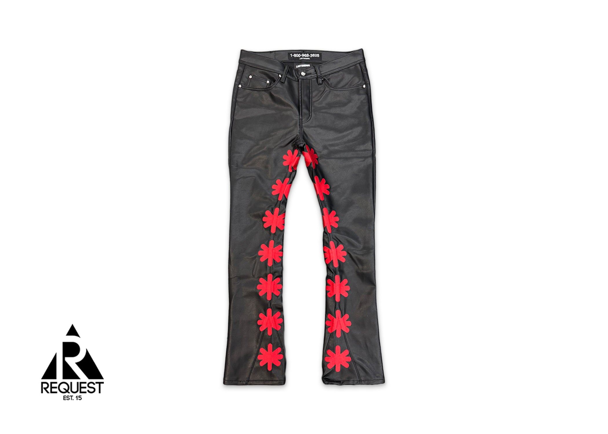 LOSTSHDWS, Sun Logo Leather Pants "Black/Red"