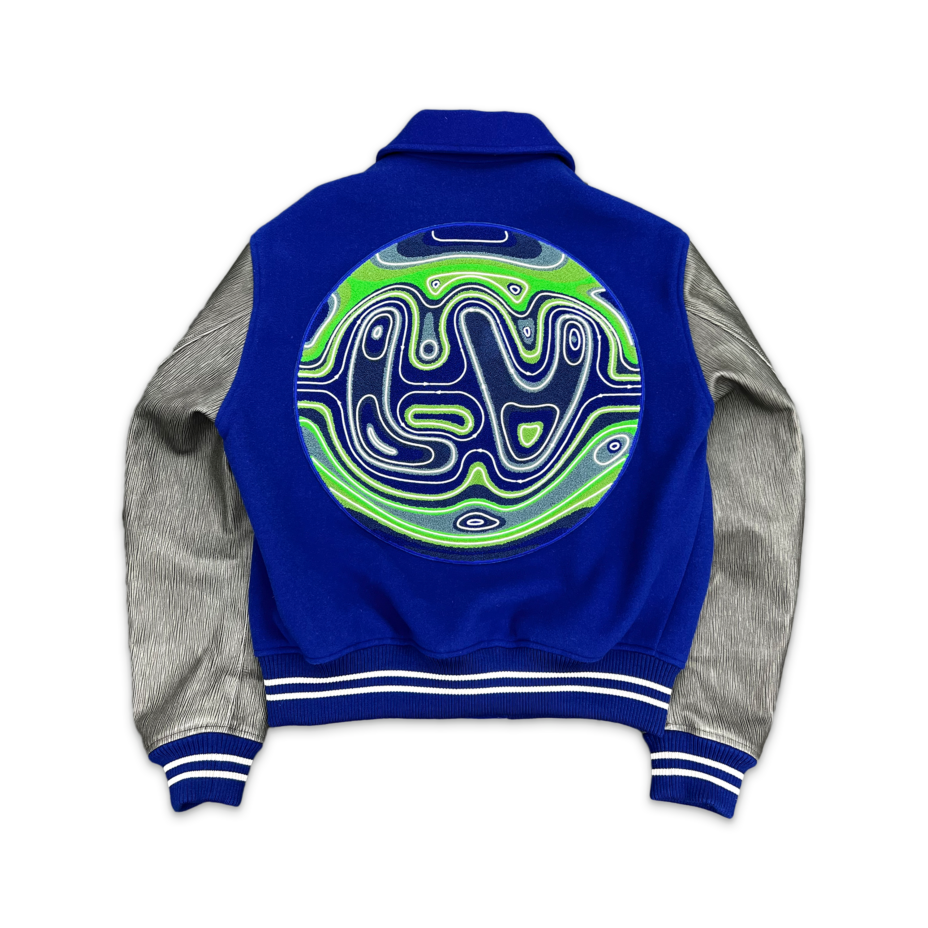 Louis Vuitton, Embroidered Varsity Blouson Jacket "Blue Grey"