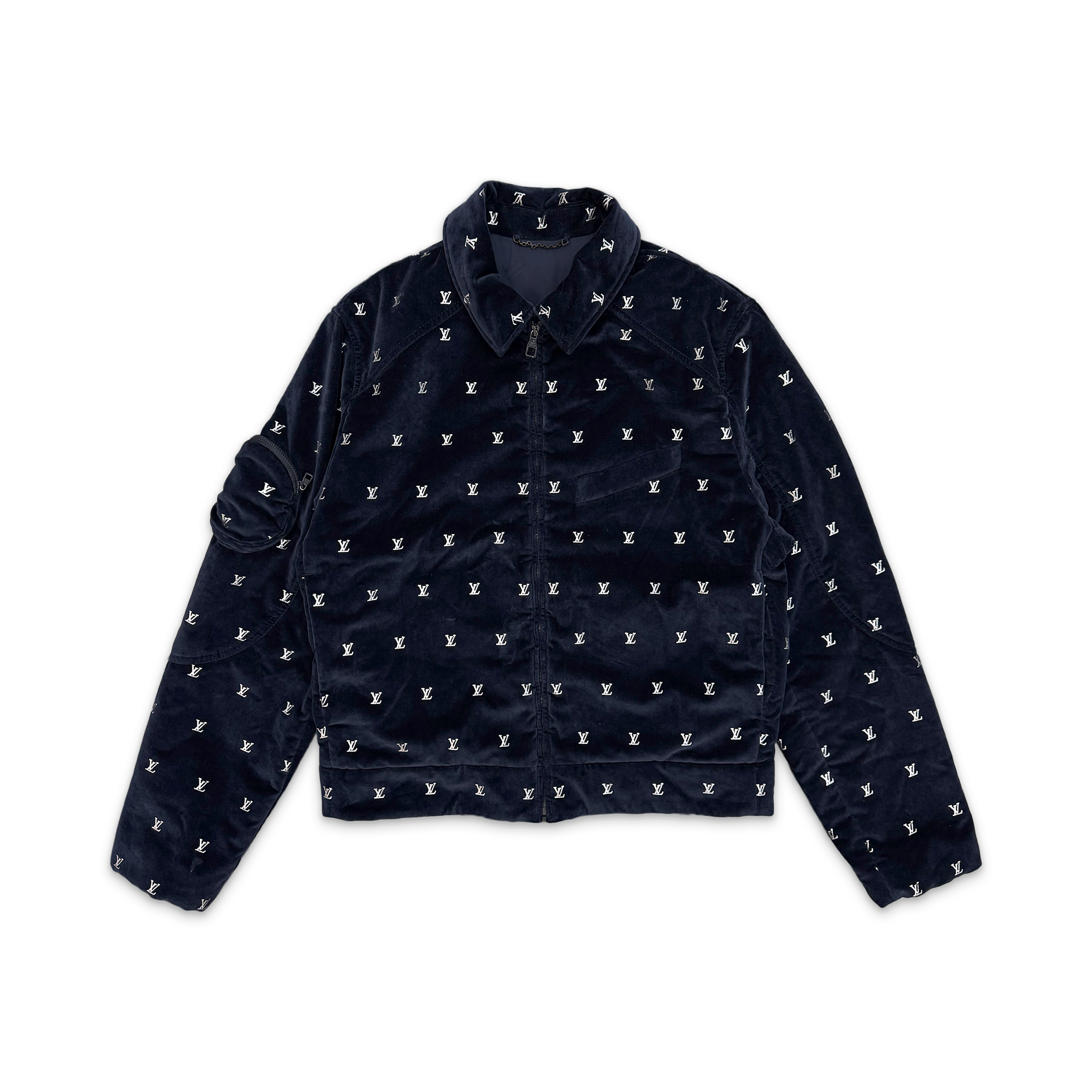 LV Logo Velour Zip Up Jacket "Navy"