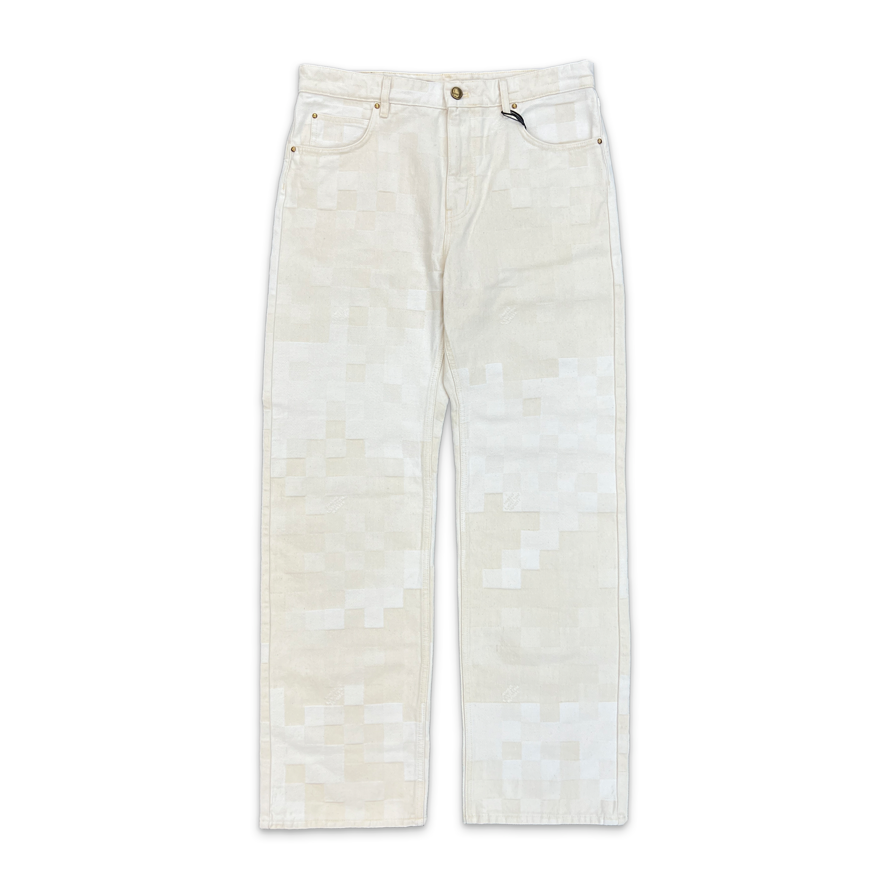 Louis Vuitton, Damier Damoflage Jacquard Denim Skate Pants "White Cream"
