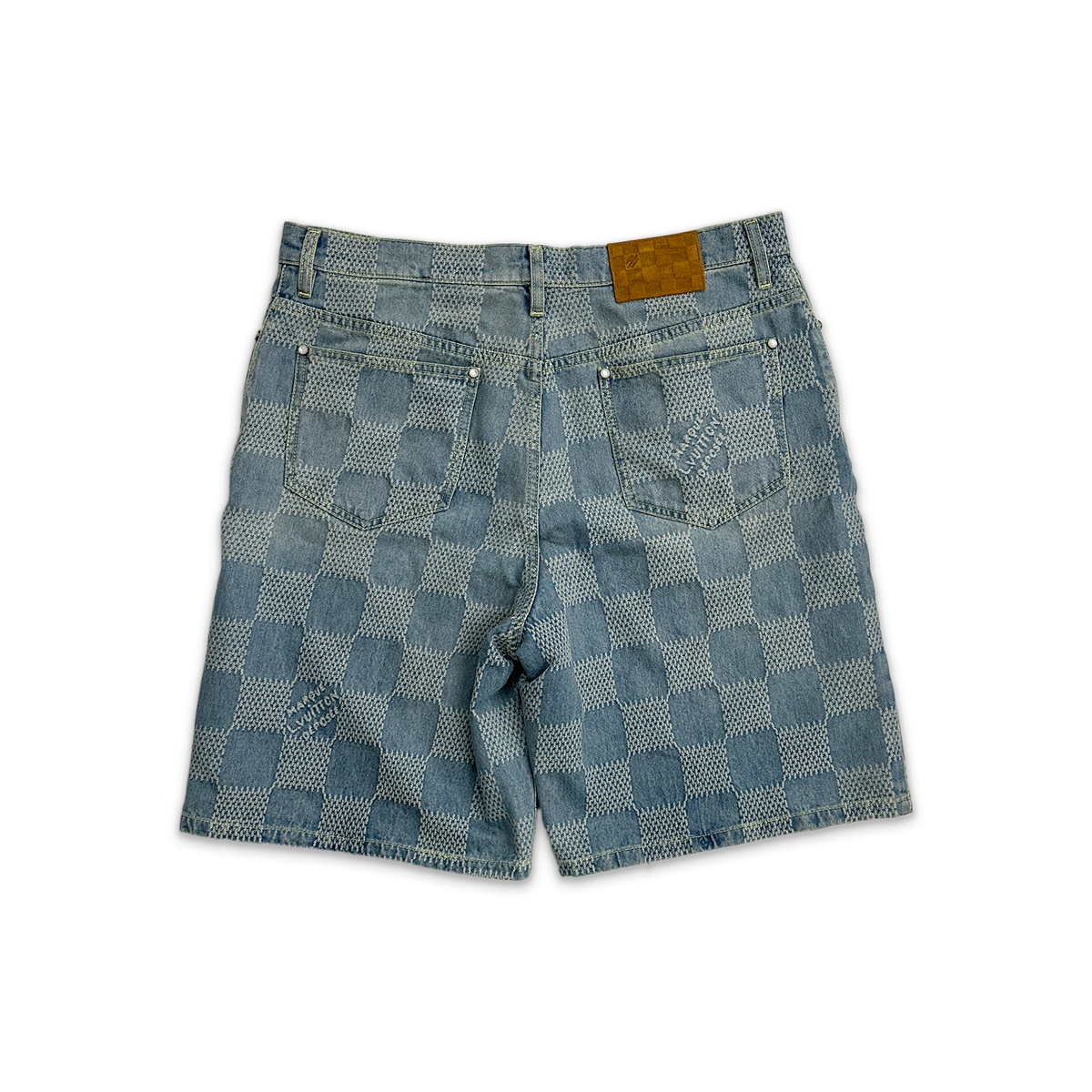 Denim 3D Damier Shorts “Light Blue”