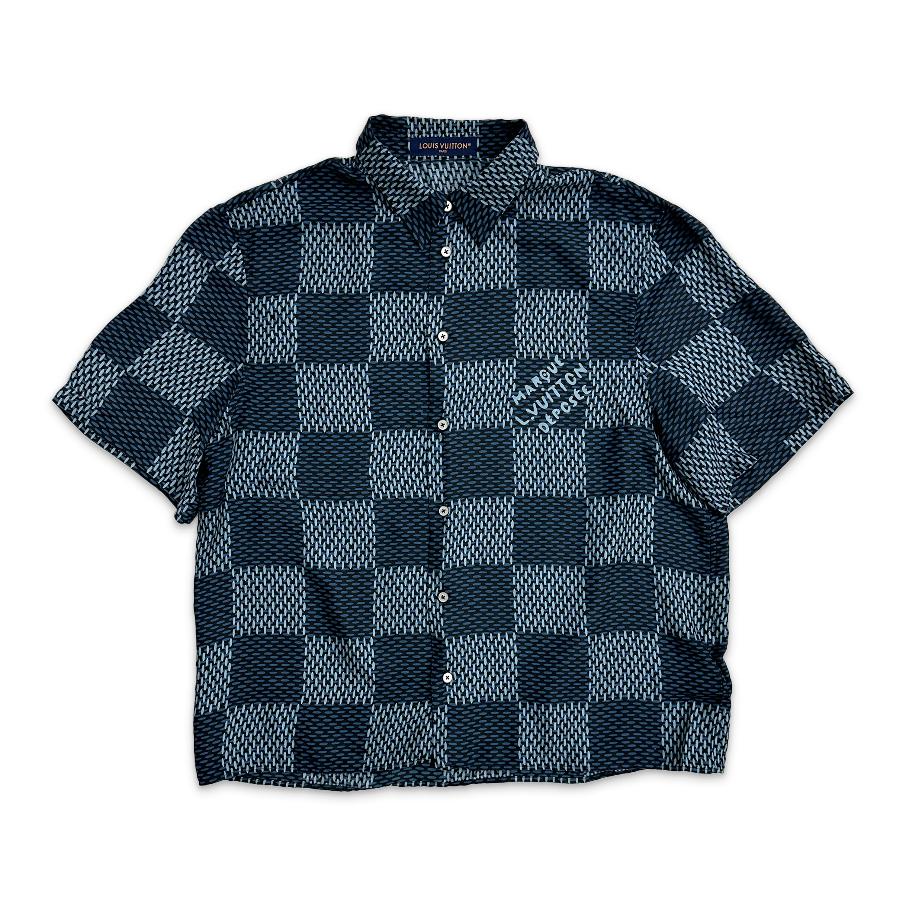 Louis Vuitton, Silk Damier Button Up "Blue Haze"
