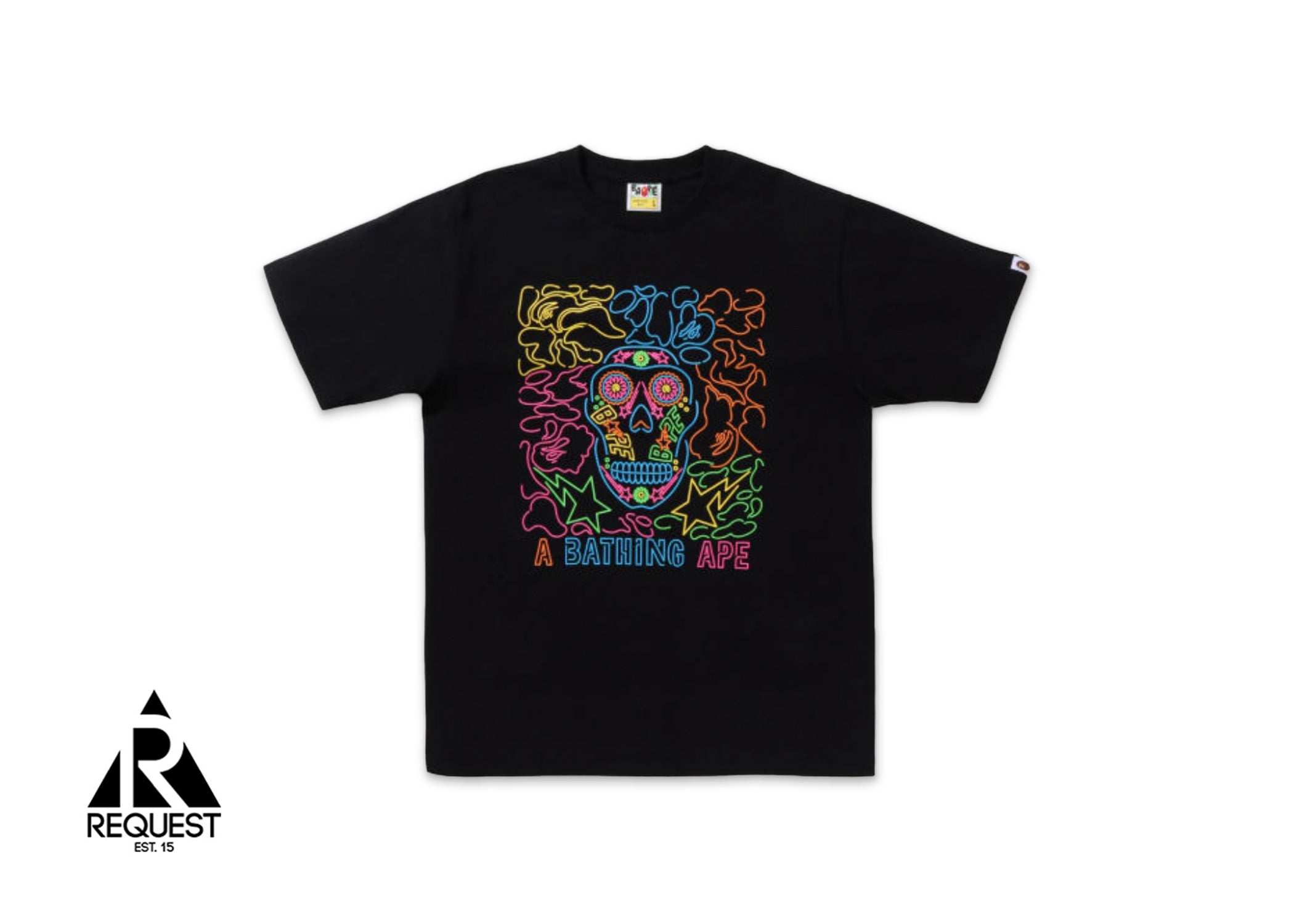 A Bathing Ape BAPE Halloween Neon Mexican Skull Tee "Black"