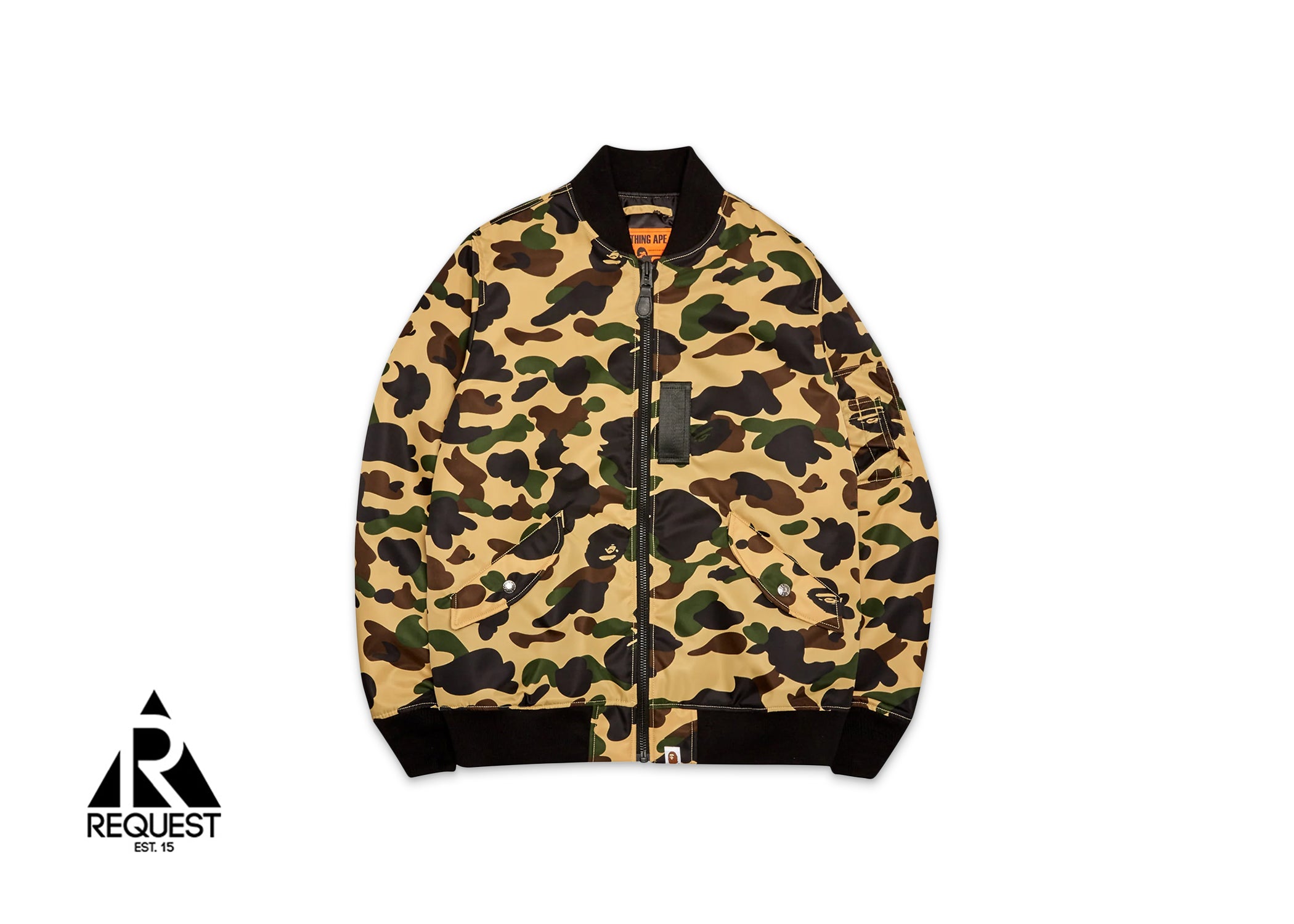 A Bathing Ape BAPE 1st Camo Nylon Twill MA-1 Jacket "Yellow"