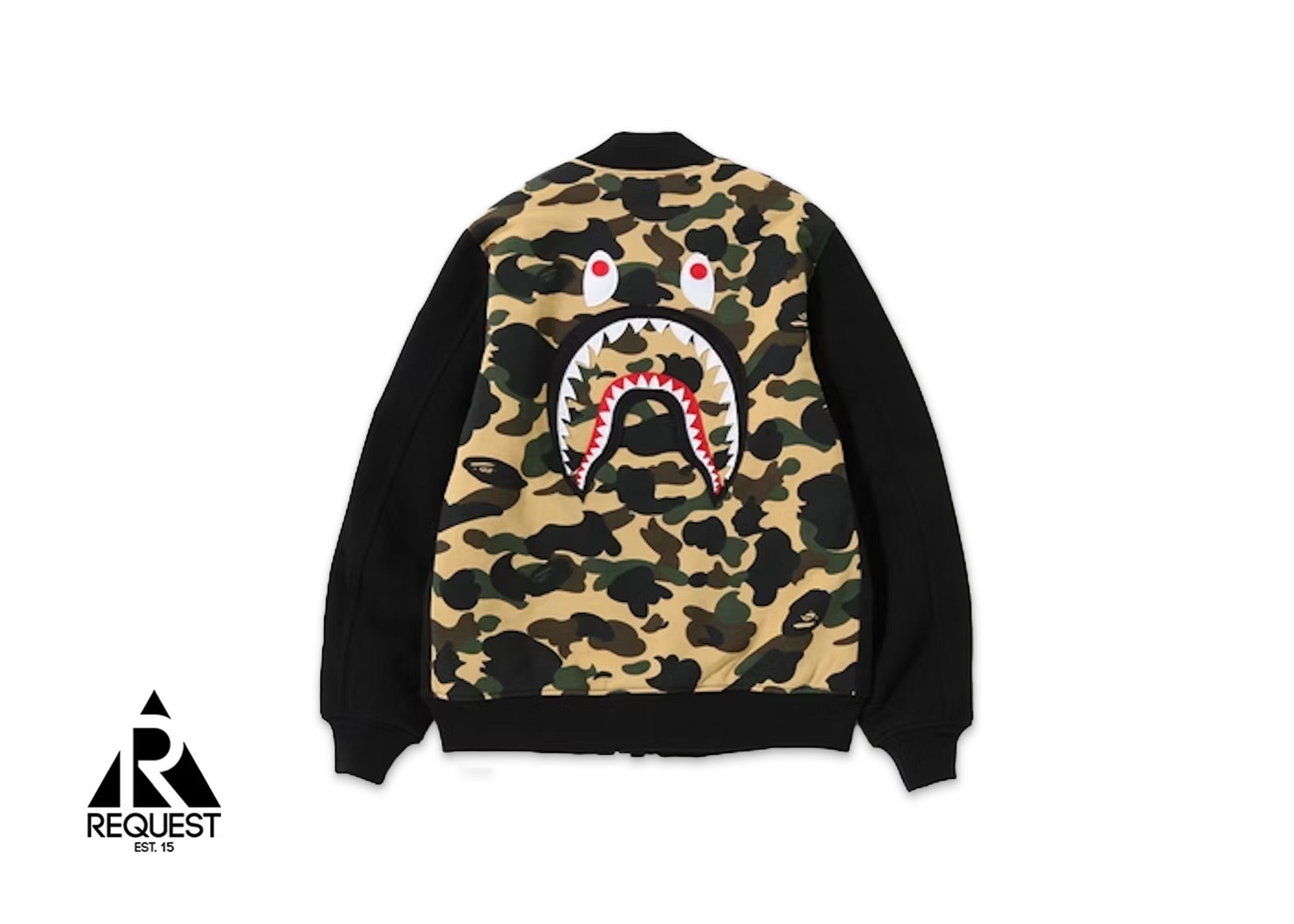 A Bathing Ape Bape 1st Camo Shark Sweat MA-1 "Black/Yellow"