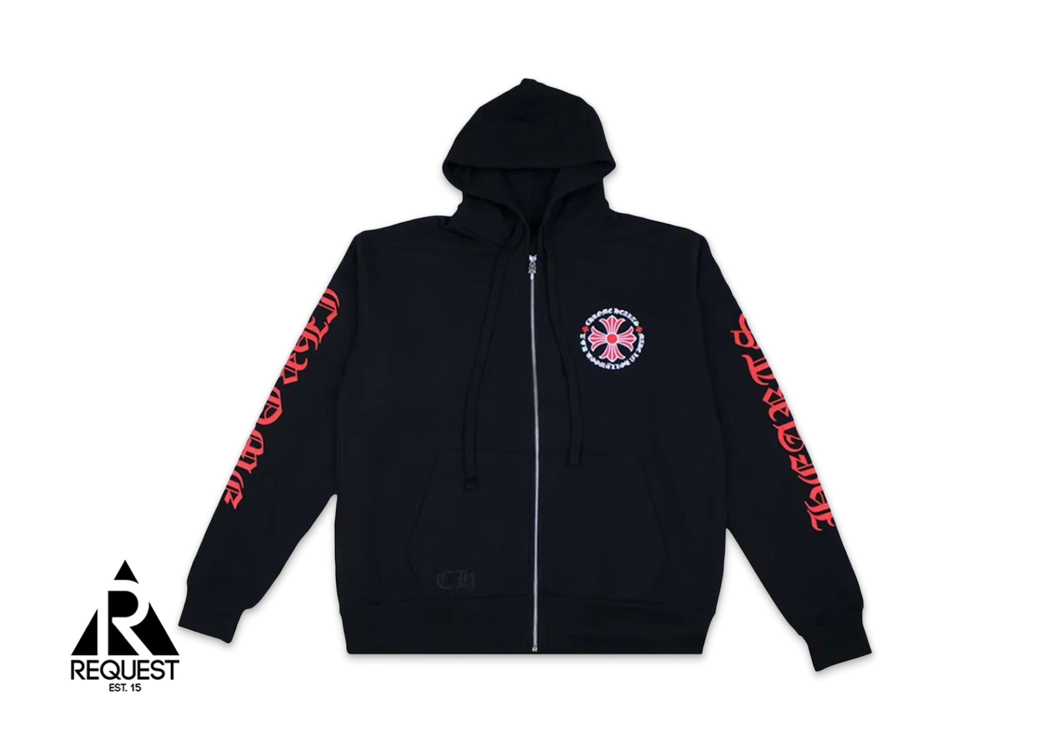 Chrome Hearts Made In Hollywood Plus Cross Zip Up Hoodie "Black Red"