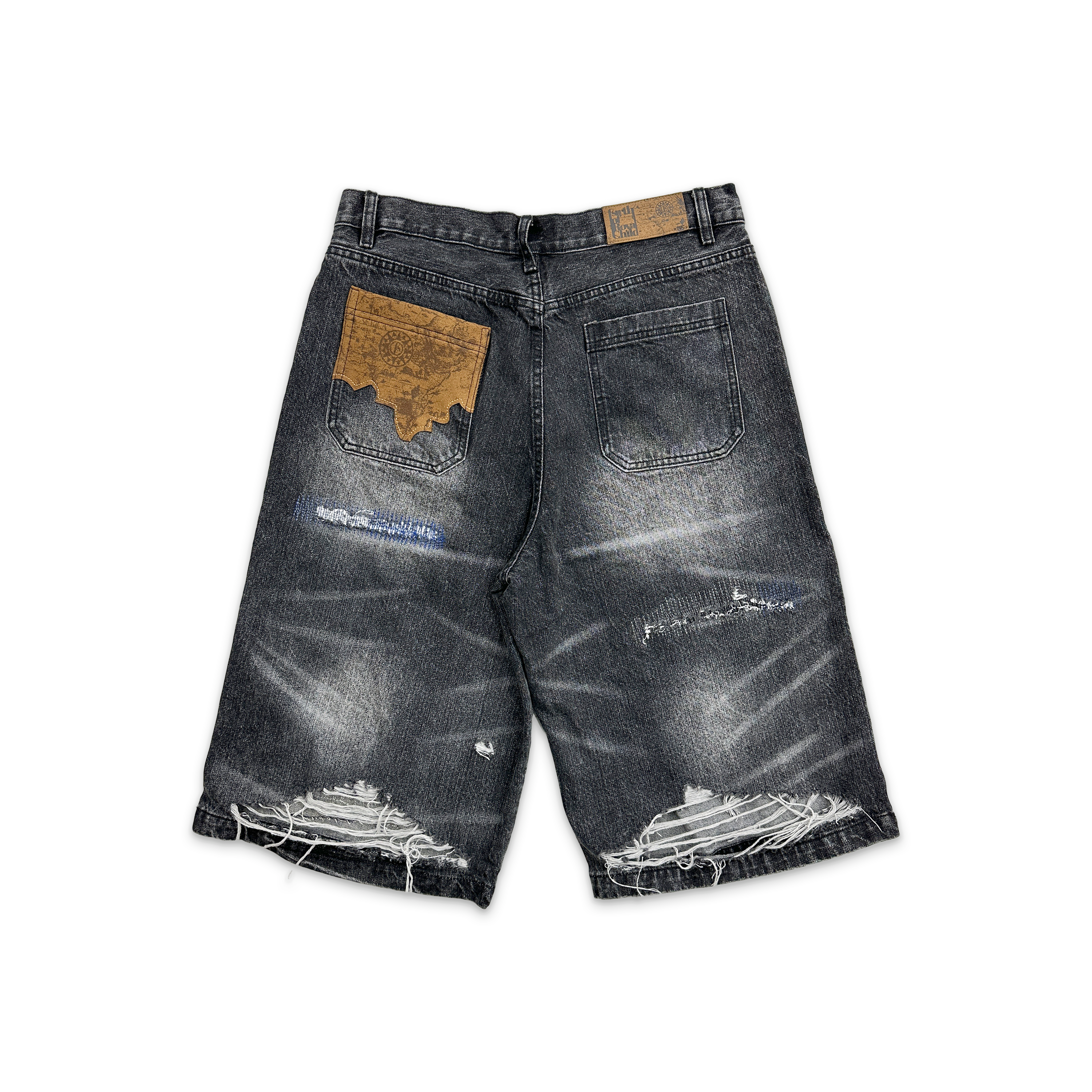 Nautical Treasure Map Destroyed Jorts "Black"