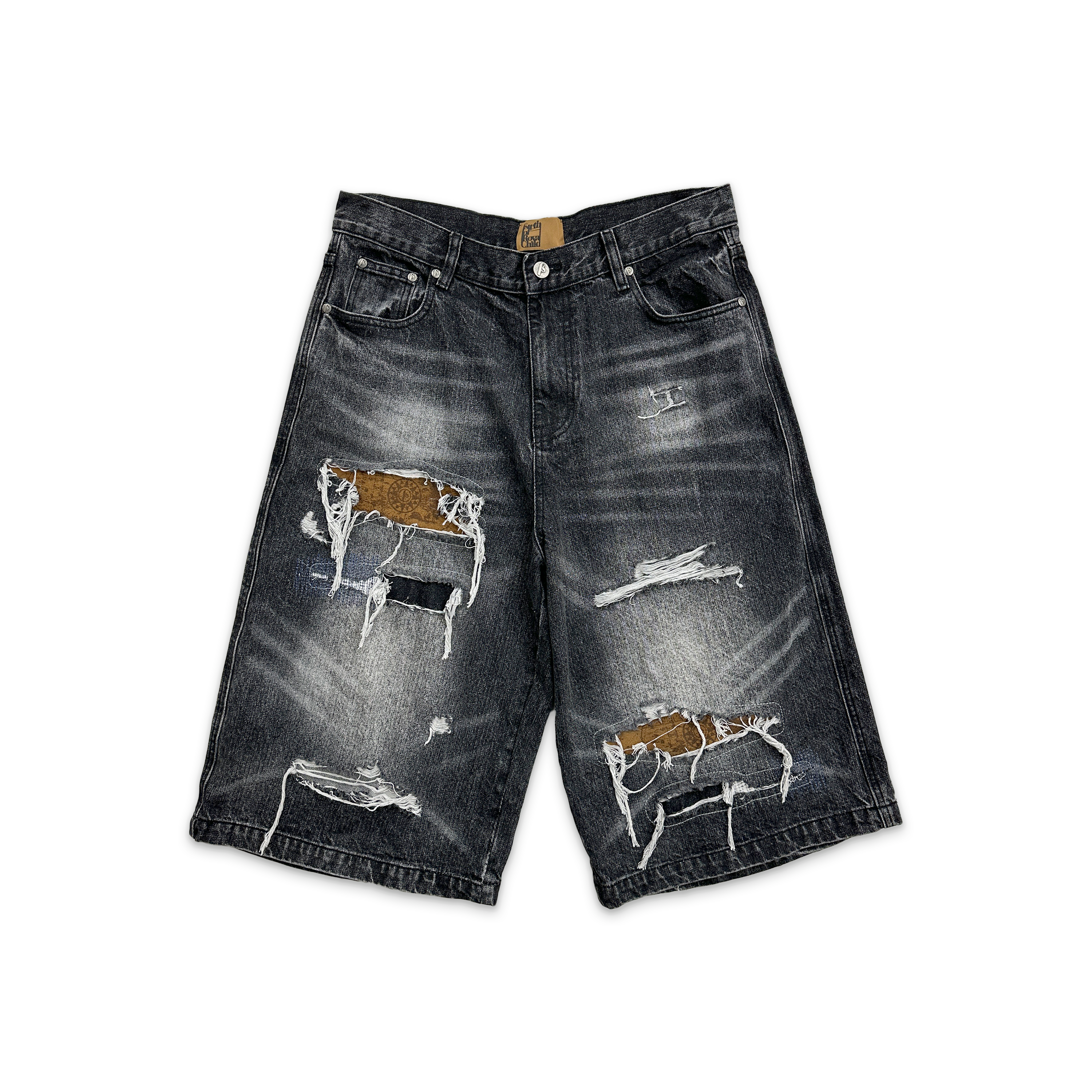 Nautical Treasure Map Destroyed Jorts "Black"