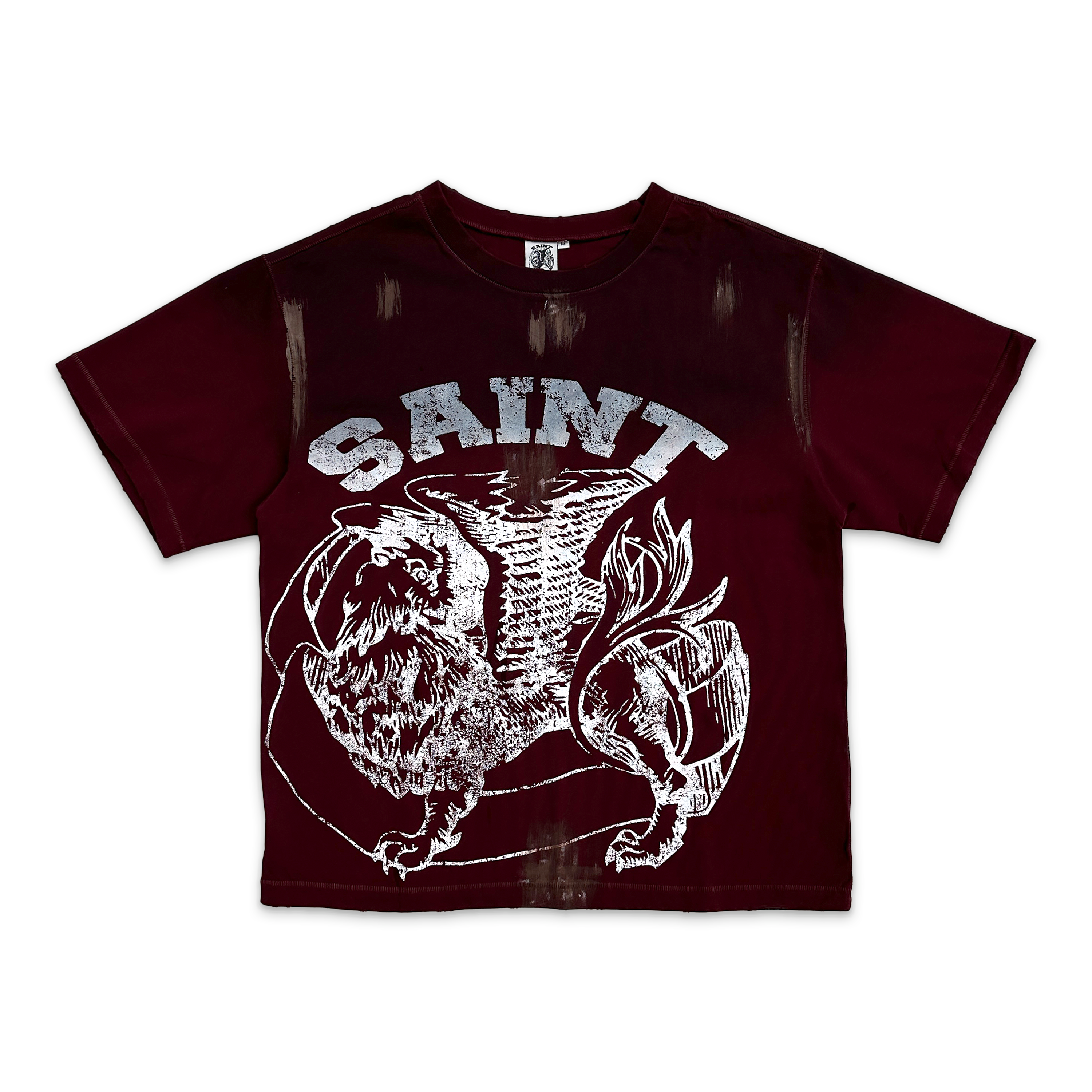 Distressed Griffin Tee "Maroon"