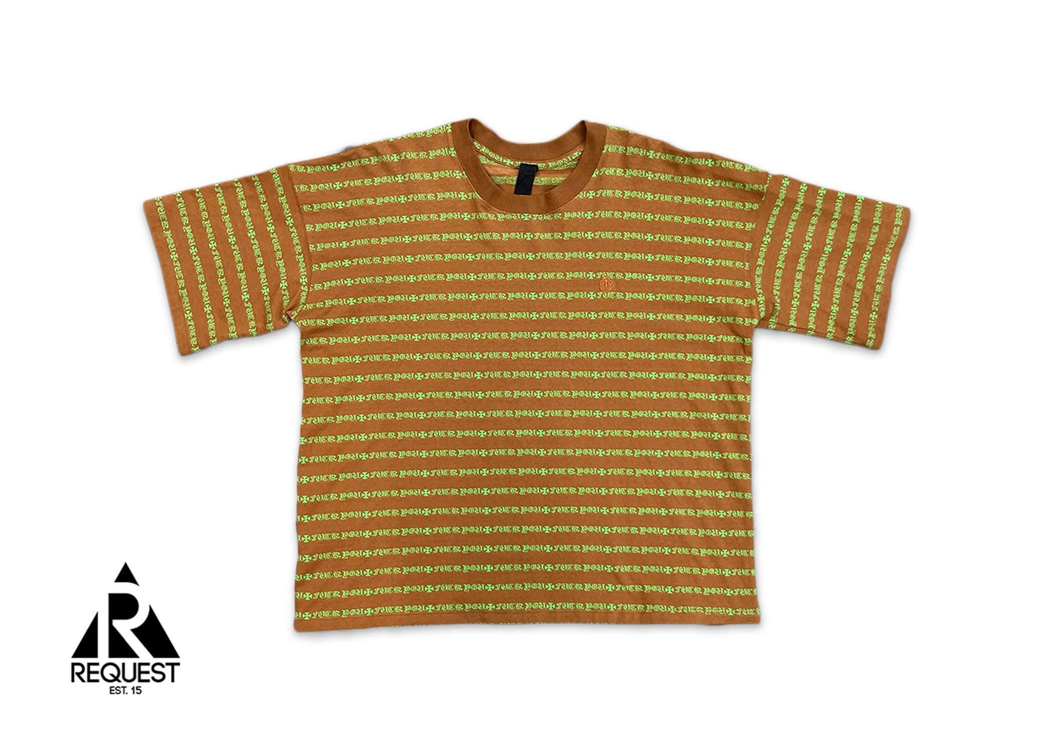 Chrome Hearts F*ck You Stripe Logo Tee "Brown/Green"