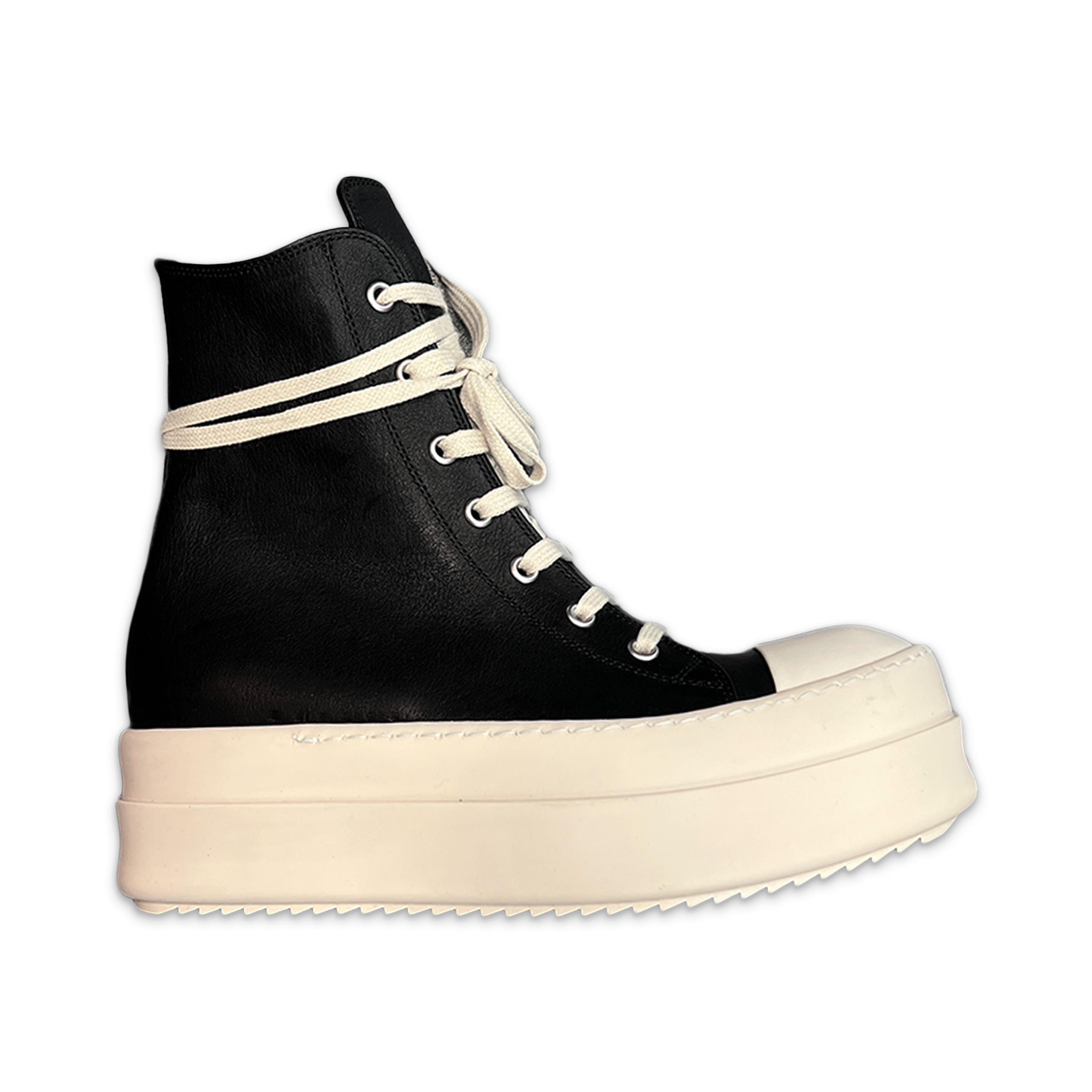 Rick Owens, Leather Mega Bumper Sneaks “Black Milk”