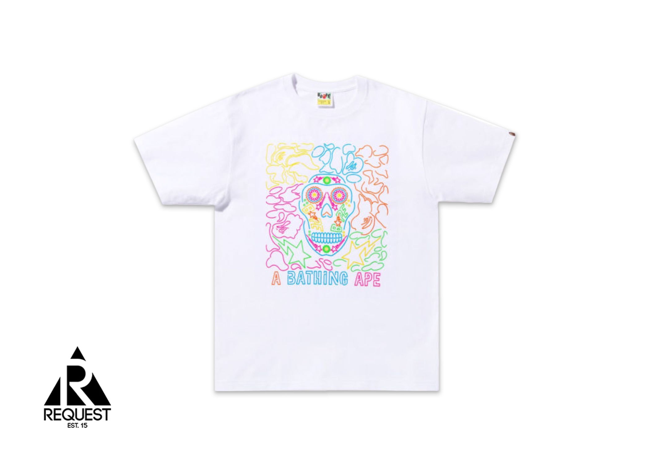 A Bathing Ape BAPE Halloween Neon Mexican Skull Tee "White"